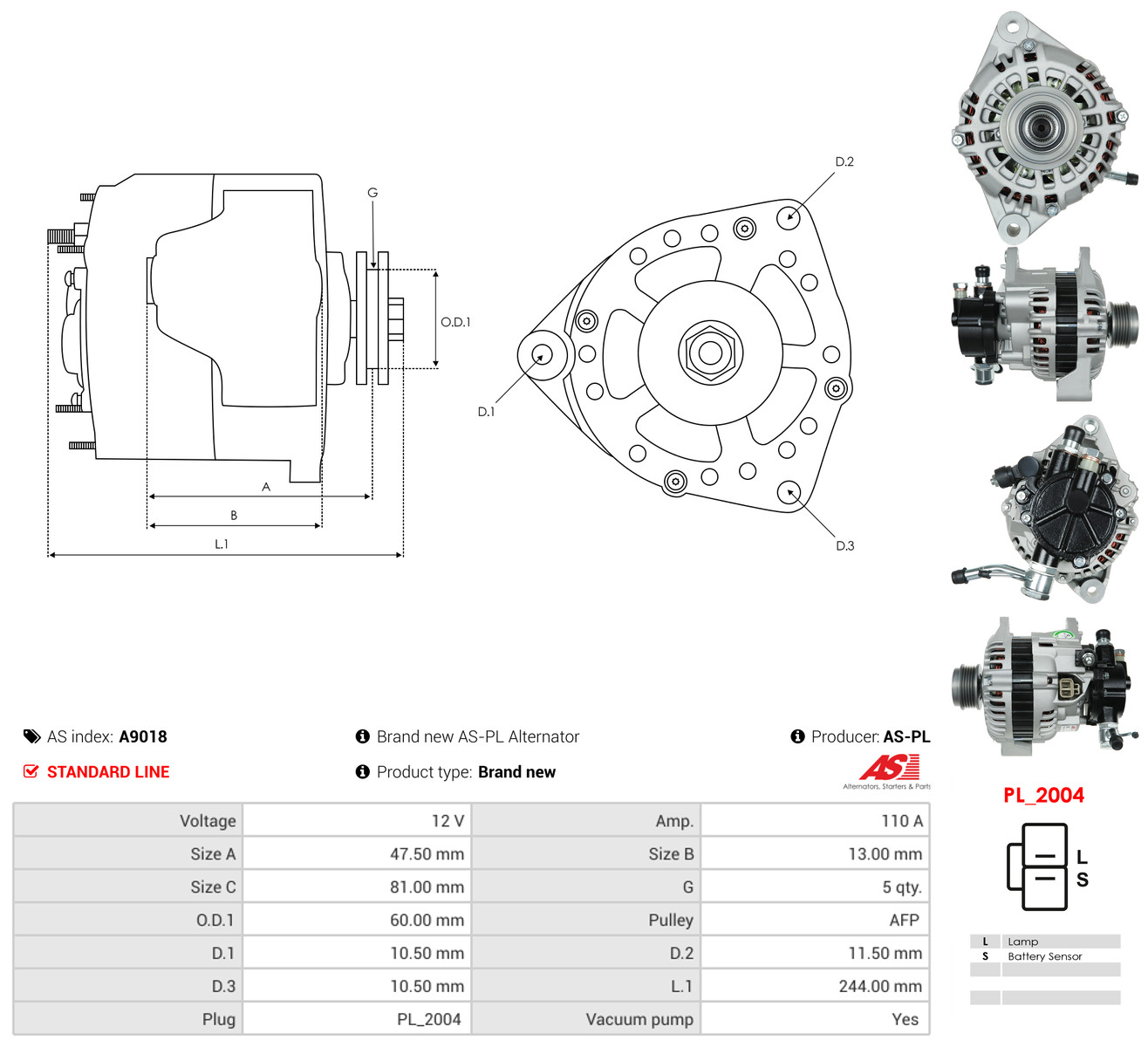 AS-PL Generator a9018 for HYUNDAI