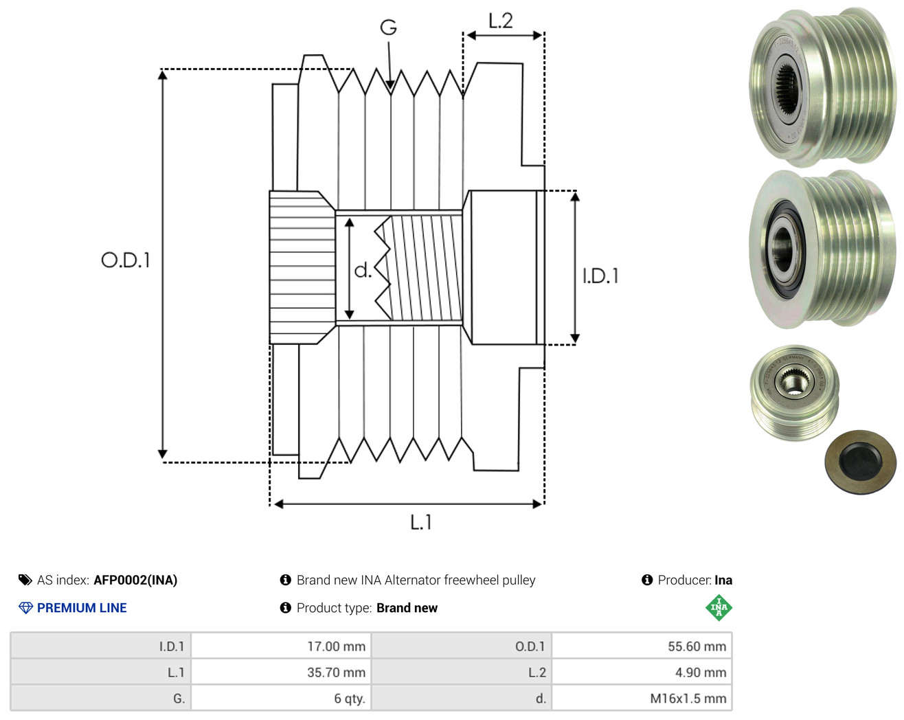 AS-PL Generator friløbskobling afp0002ina for DAEWOO OPEL CHEVROLET MERCEDES-BENZ SSANGYONG