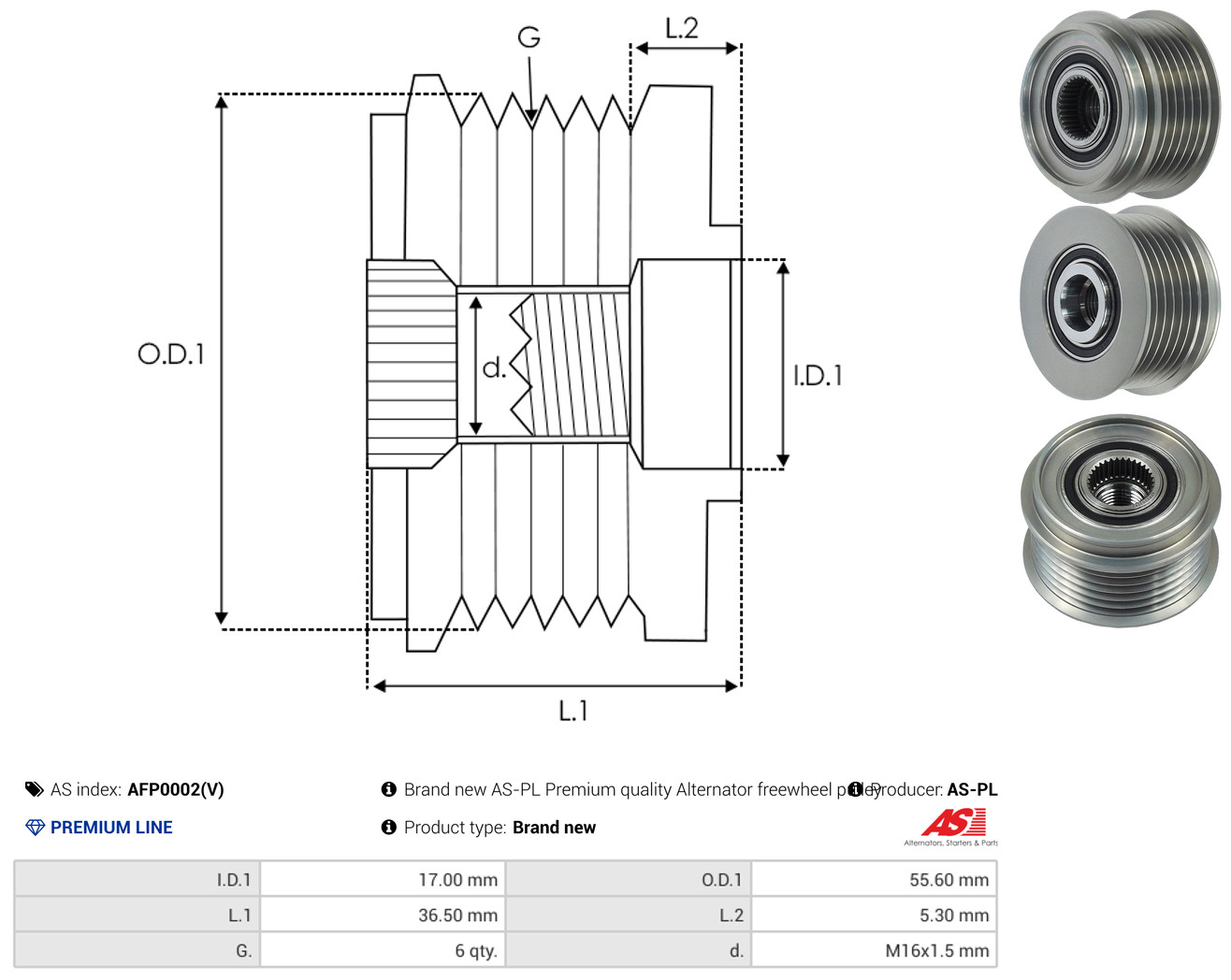 AS-PL Generator friløbskobling afp0002v for DAEWOO OPEL CHEVROLET MERCEDES-BENZ SSANGYONG
