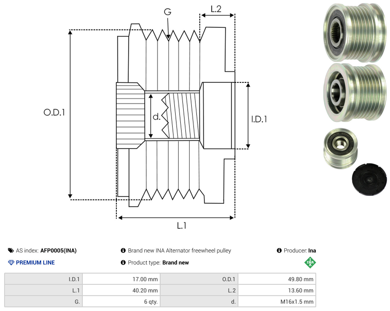 AS-PL Generator friløbskobling afp0005ina for FORD VW
