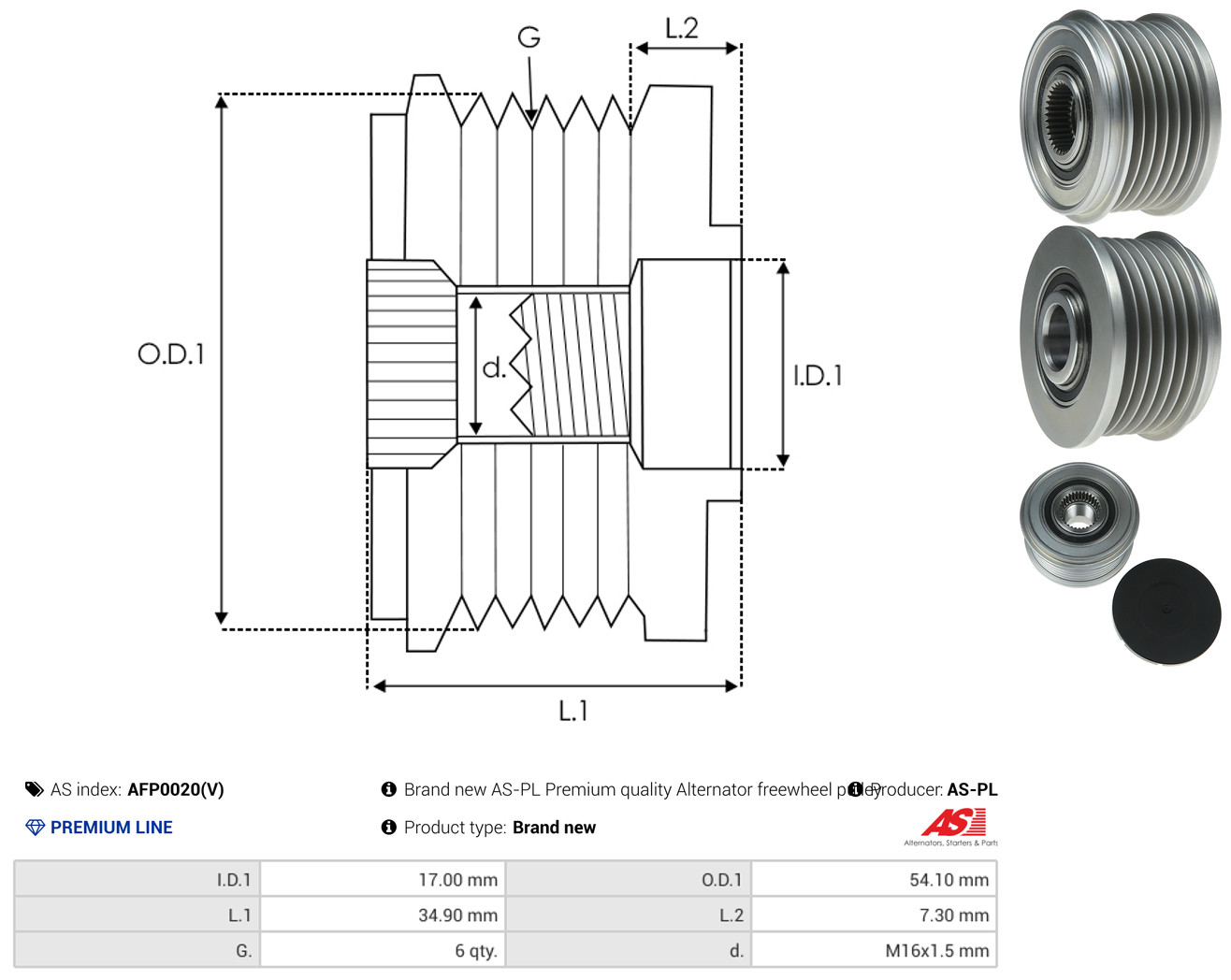 AS-PL Generator friløbskobling afp0020v