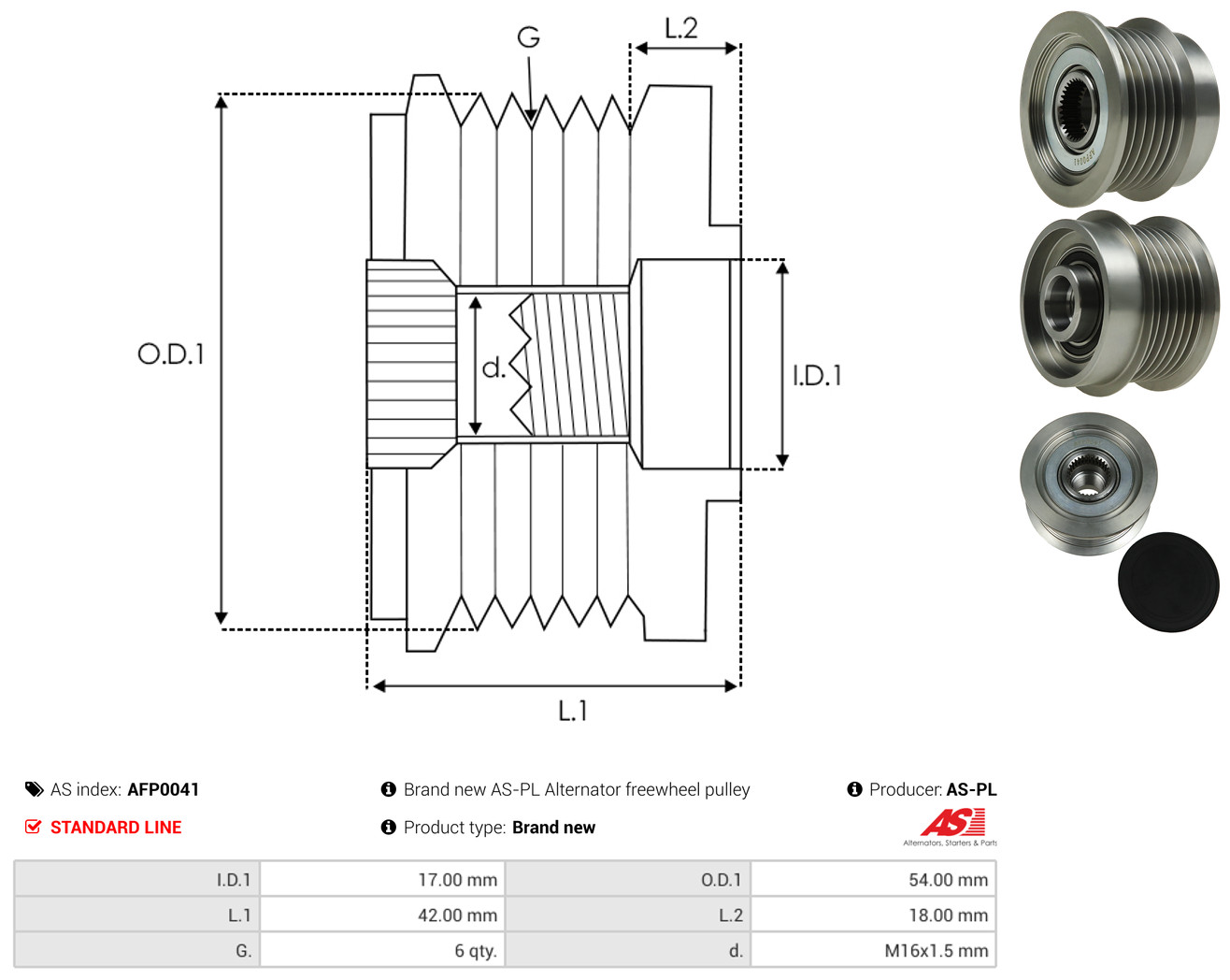 AS-PL Generator friløbskobling afp0041 for OPEL