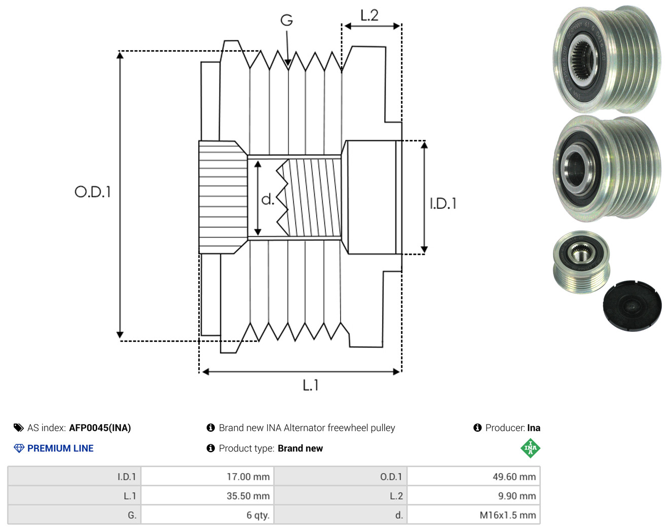 AS-PL Generator friløbskobling afp0045ina for MERCEDES-BENZ