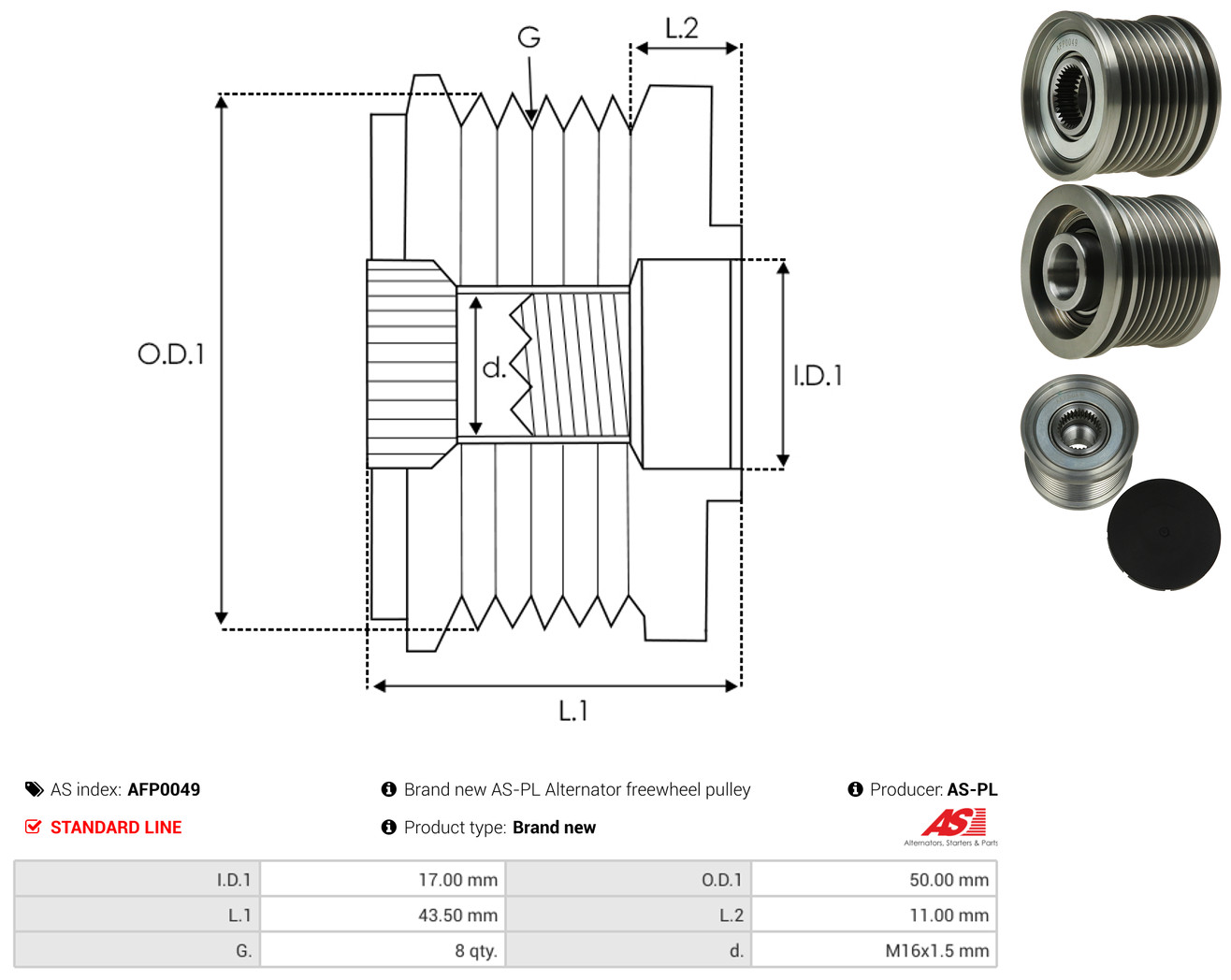 AS-PL Generator friløbskobling afp0049 for MERCEDES-BENZ