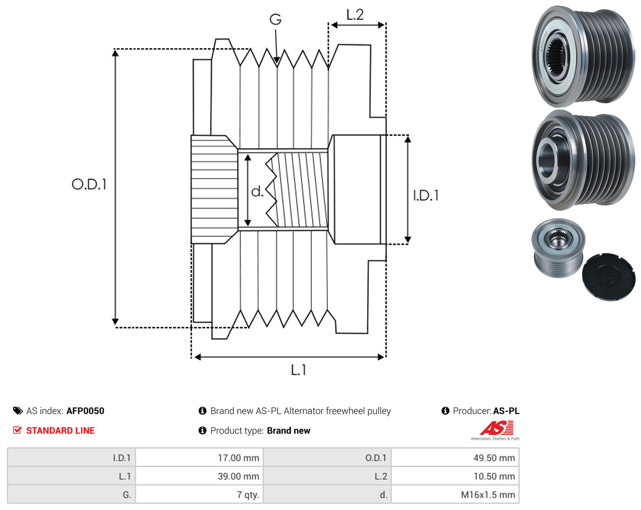 AS-PL Generator friløbskobling afp0050 for MERCEDES-BENZ