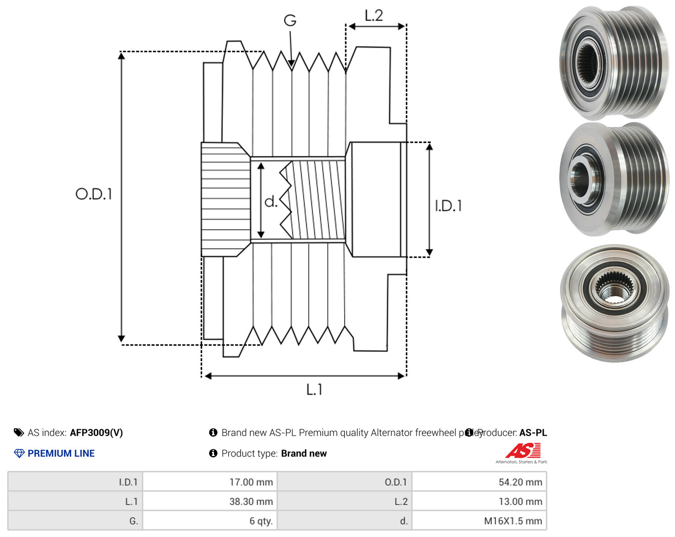 AS-PL Generator friløbskobling afp3009v