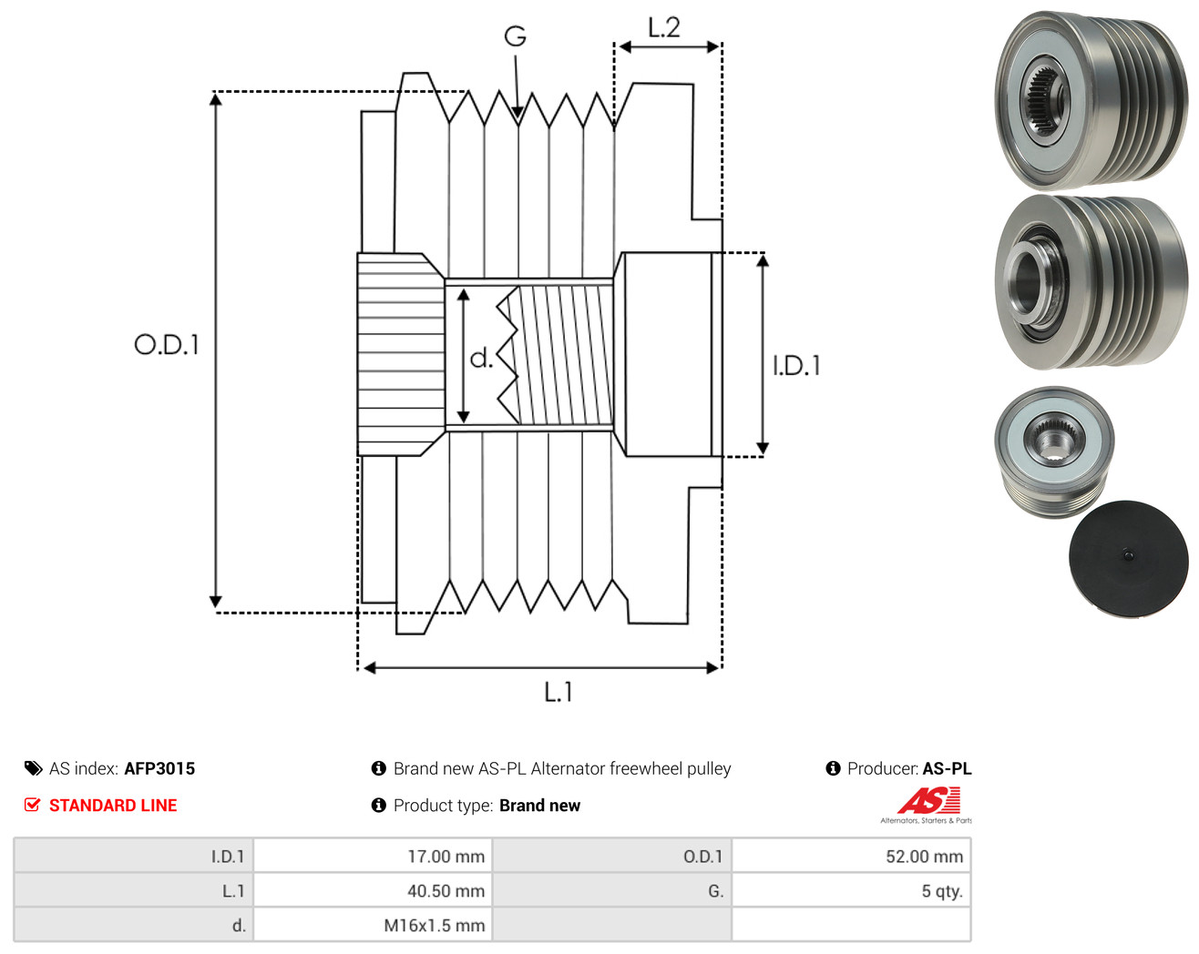 AS-PL Generator friløbskobling afp3015 for MERCEDES-BENZ