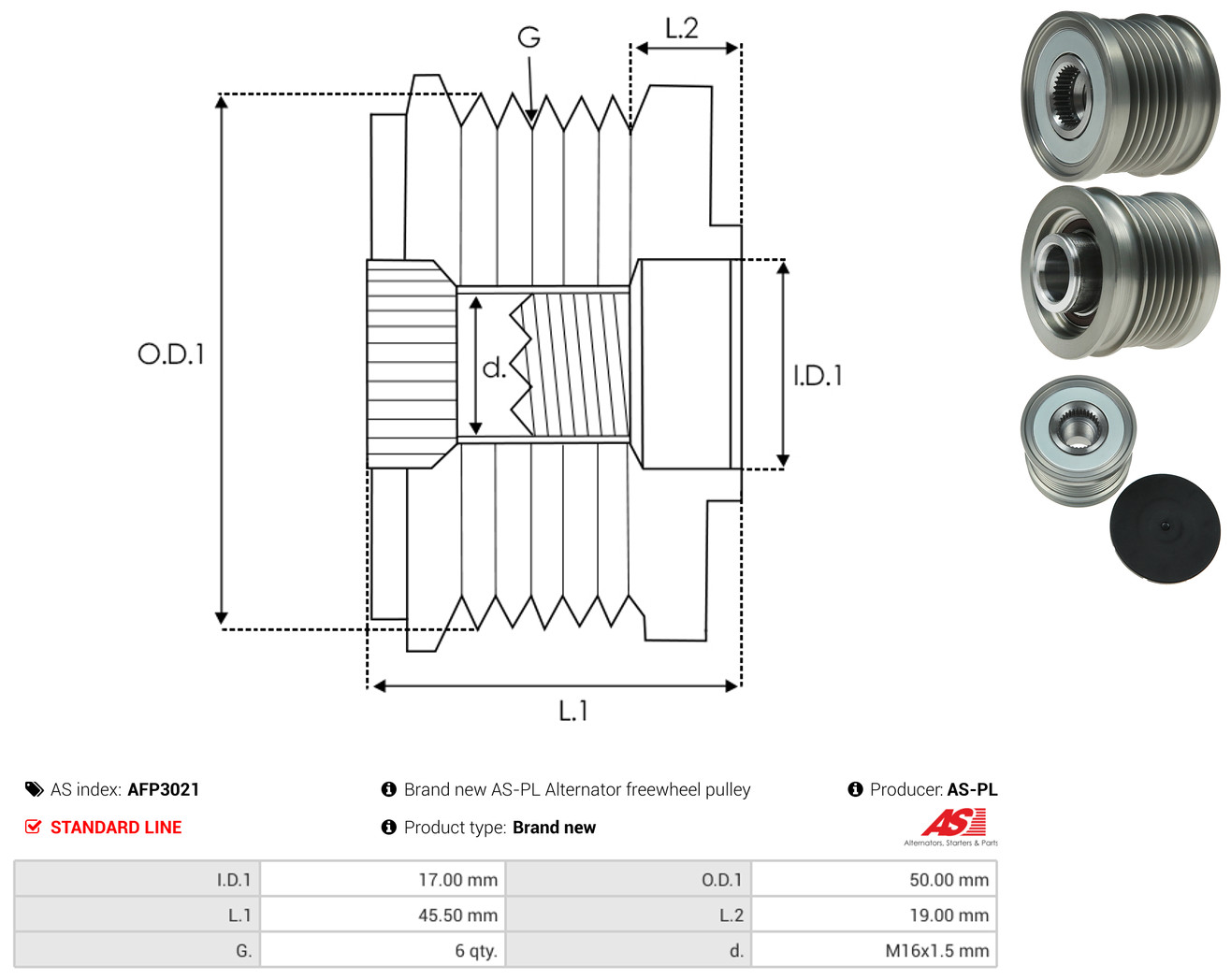 AS-PL Generator friløbskobling afp3021 for MERCEDES-BENZ