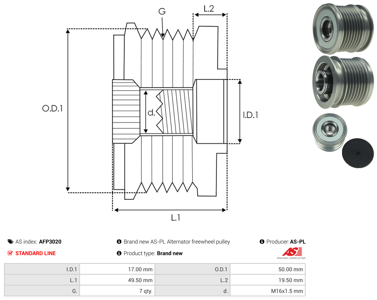 AS-PL Generator friløbskobling afp3020 for MERCEDES-BENZ
