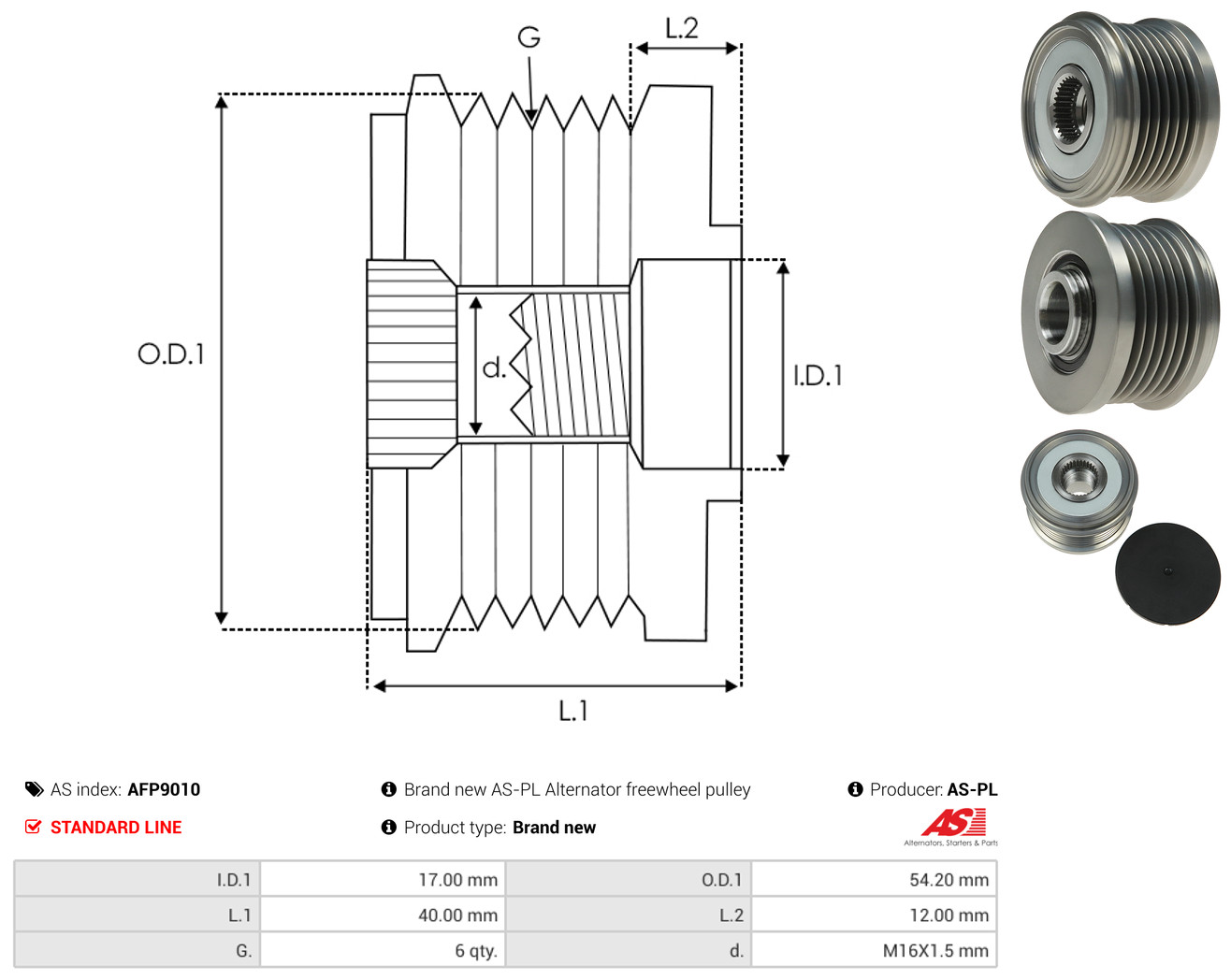 AS-PL Generator friløbskobling afp9010 for FORD