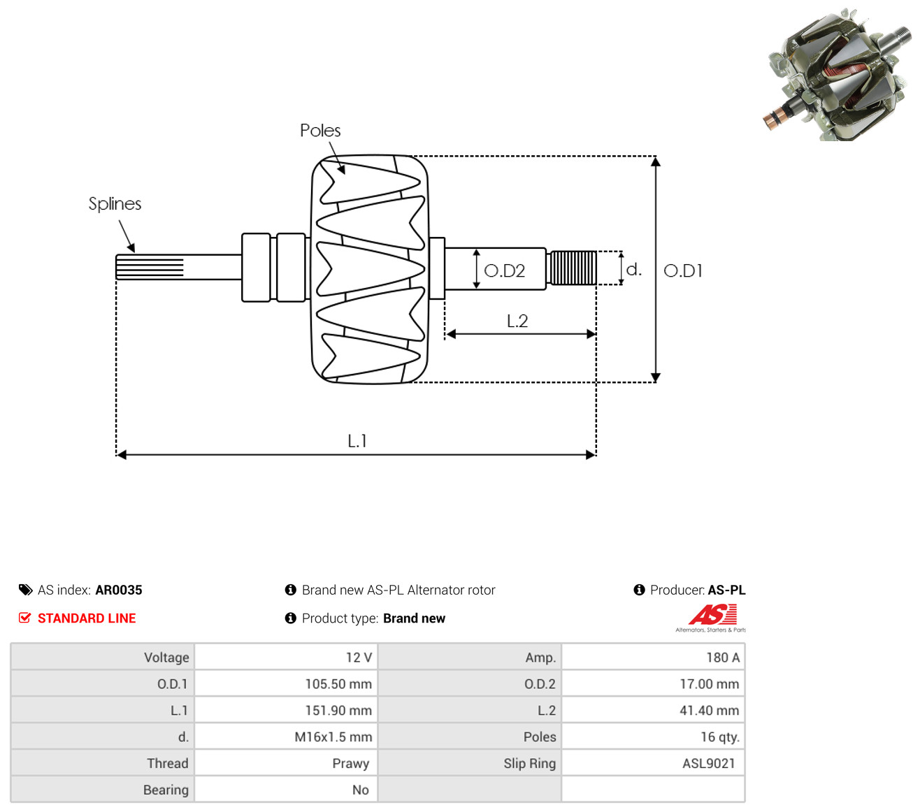 AS-PL ar0035 105,50mm for VW