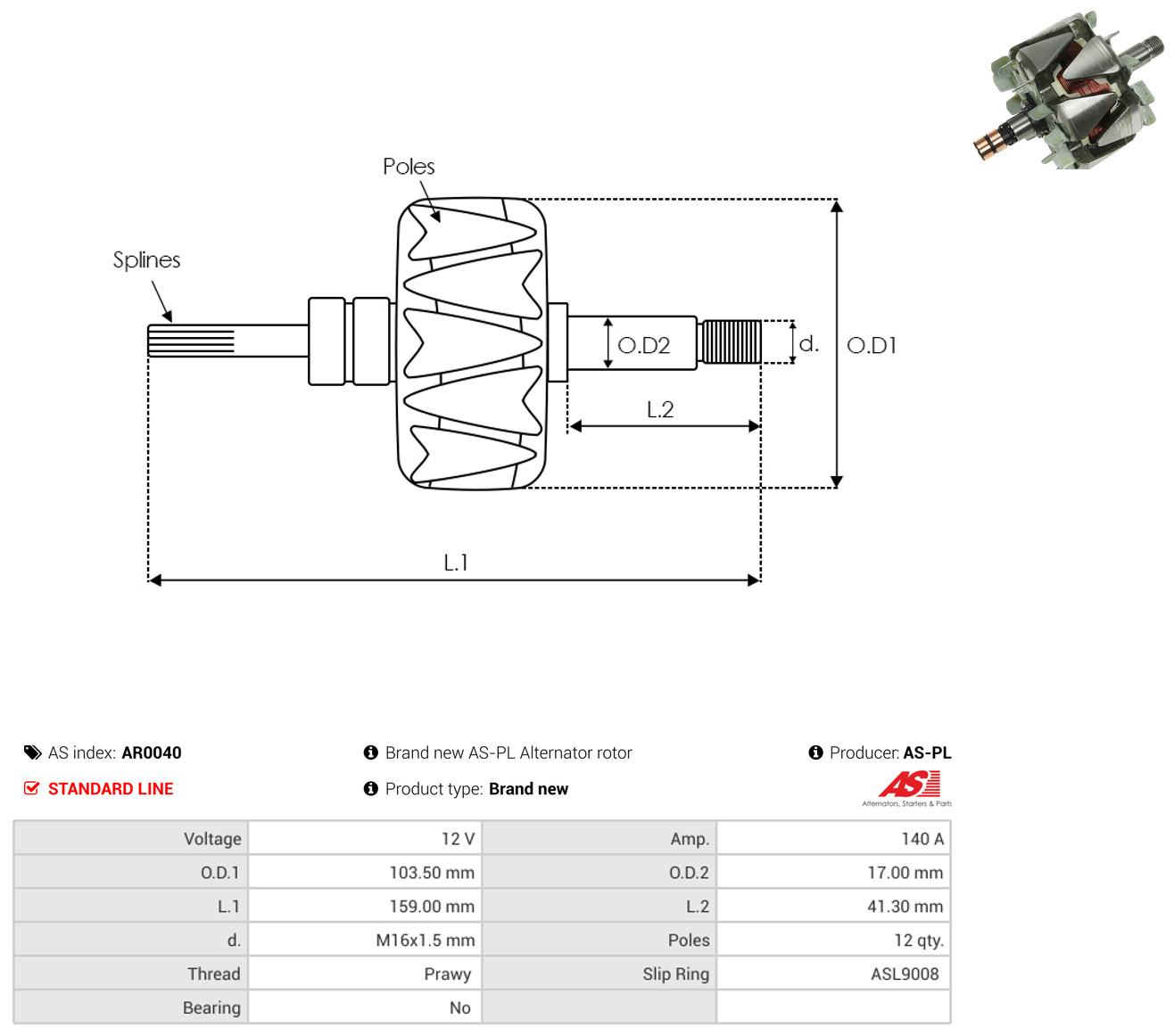 AS-PL ar0040 103,50mm for VW