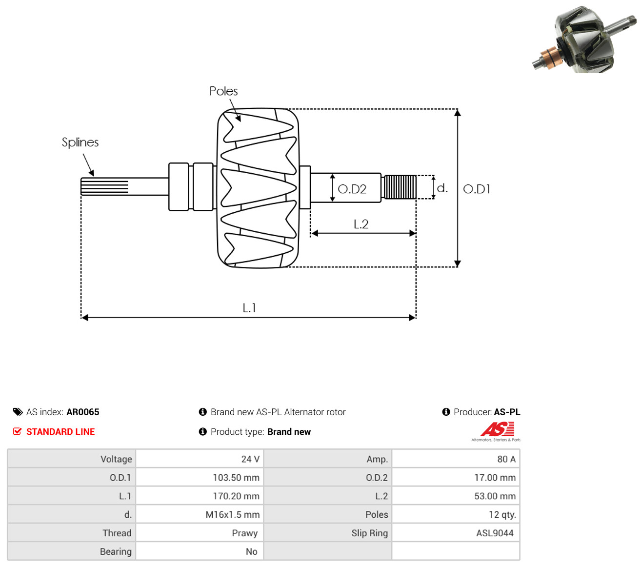 AS-PL ar0065 103,50mm for IVECO
