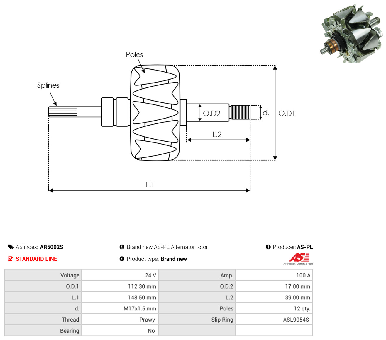AS-PL ar5002s 112,30mm