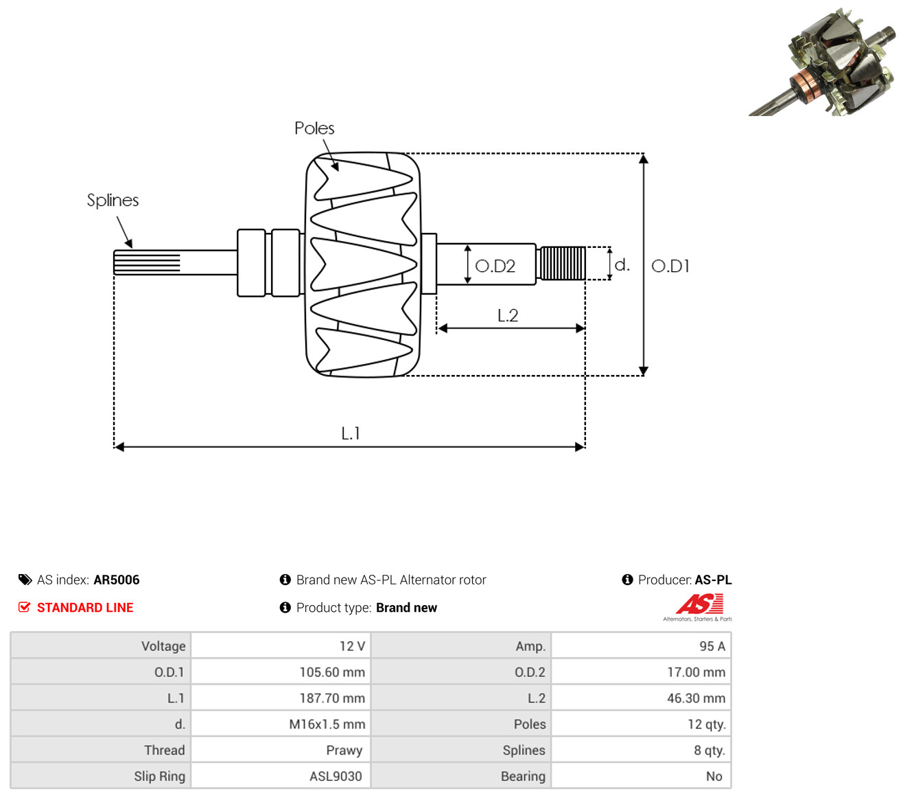 AS-PL ar5006 105,60mm for MITSUBISHI