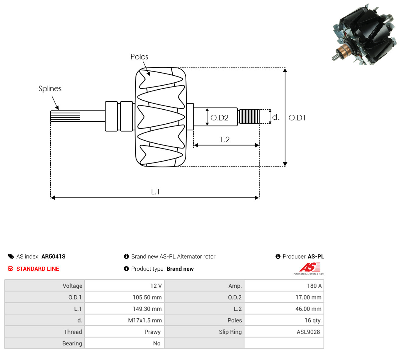 AS-PL ar5041s 105,50mm for NISSAN
