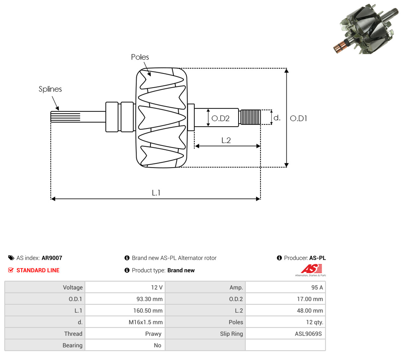 AS-PL ar9007 93,30mm