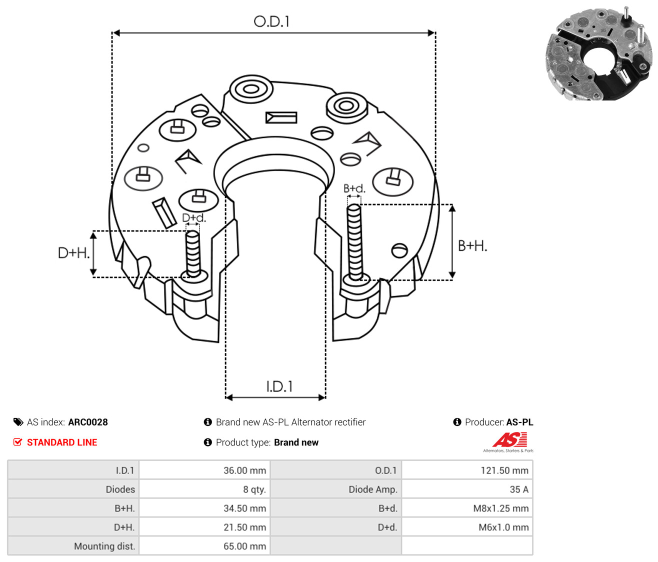 AS-PL arc0028 121,50mm