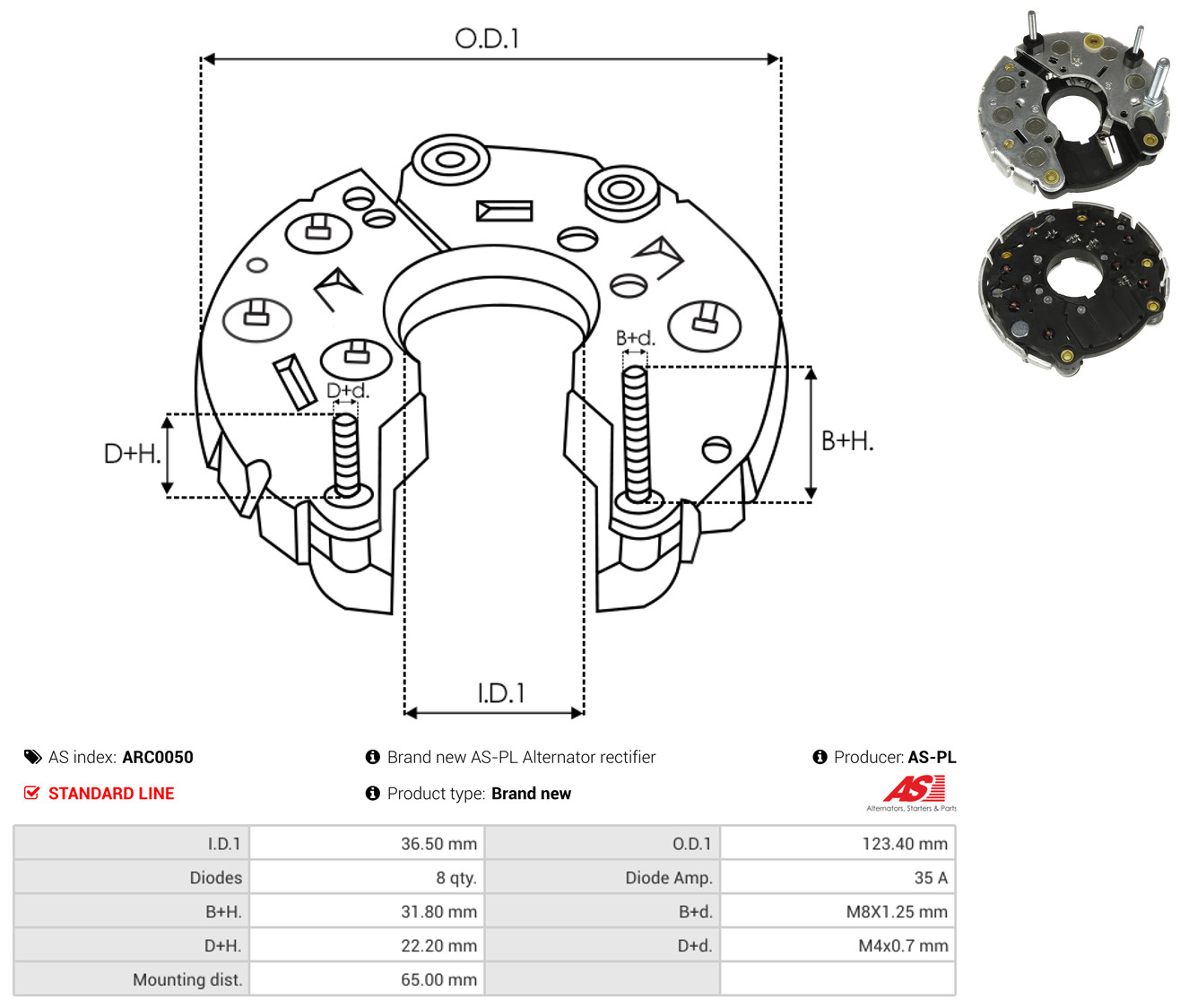AS-PL arc0050 123,40mm for MERCEDES-BENZ