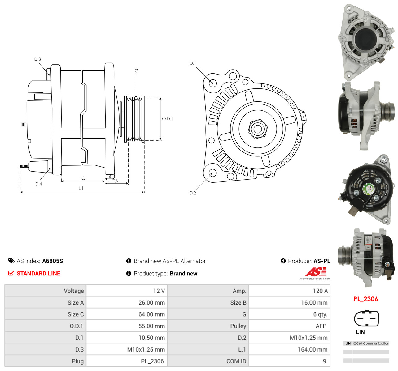 AS-PL Generator a6805s for TOYOTA