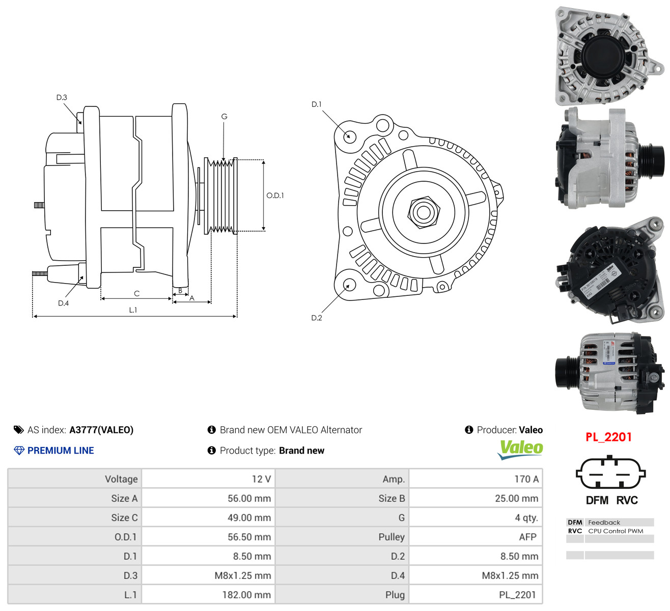 AS-PL Generator a3777valeo for OPEL