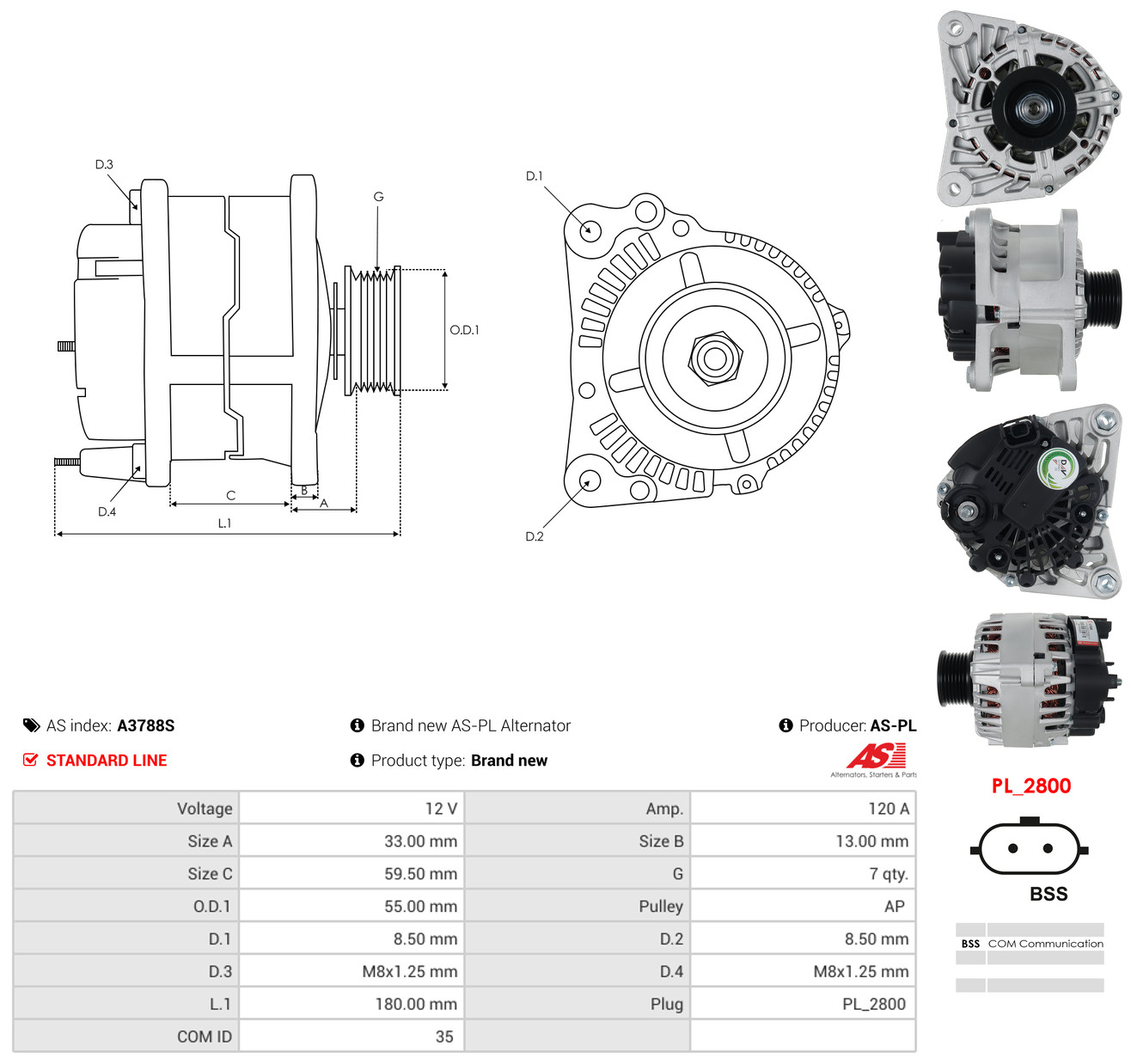 AS-PL Generator a3788s for RENAULT