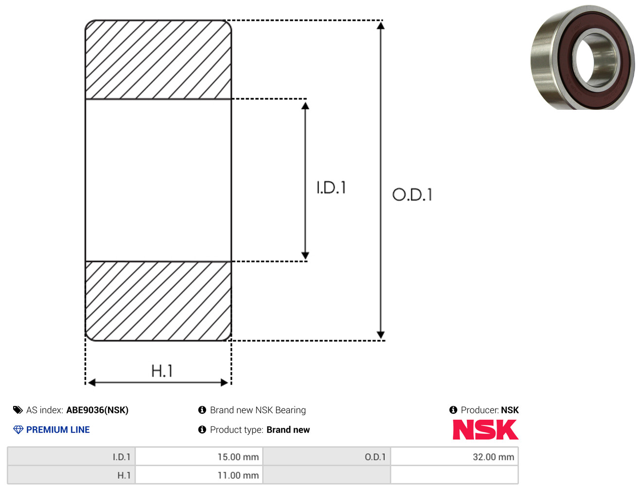 AS-PL Leje ABE9036(NSK) for TOYOTA