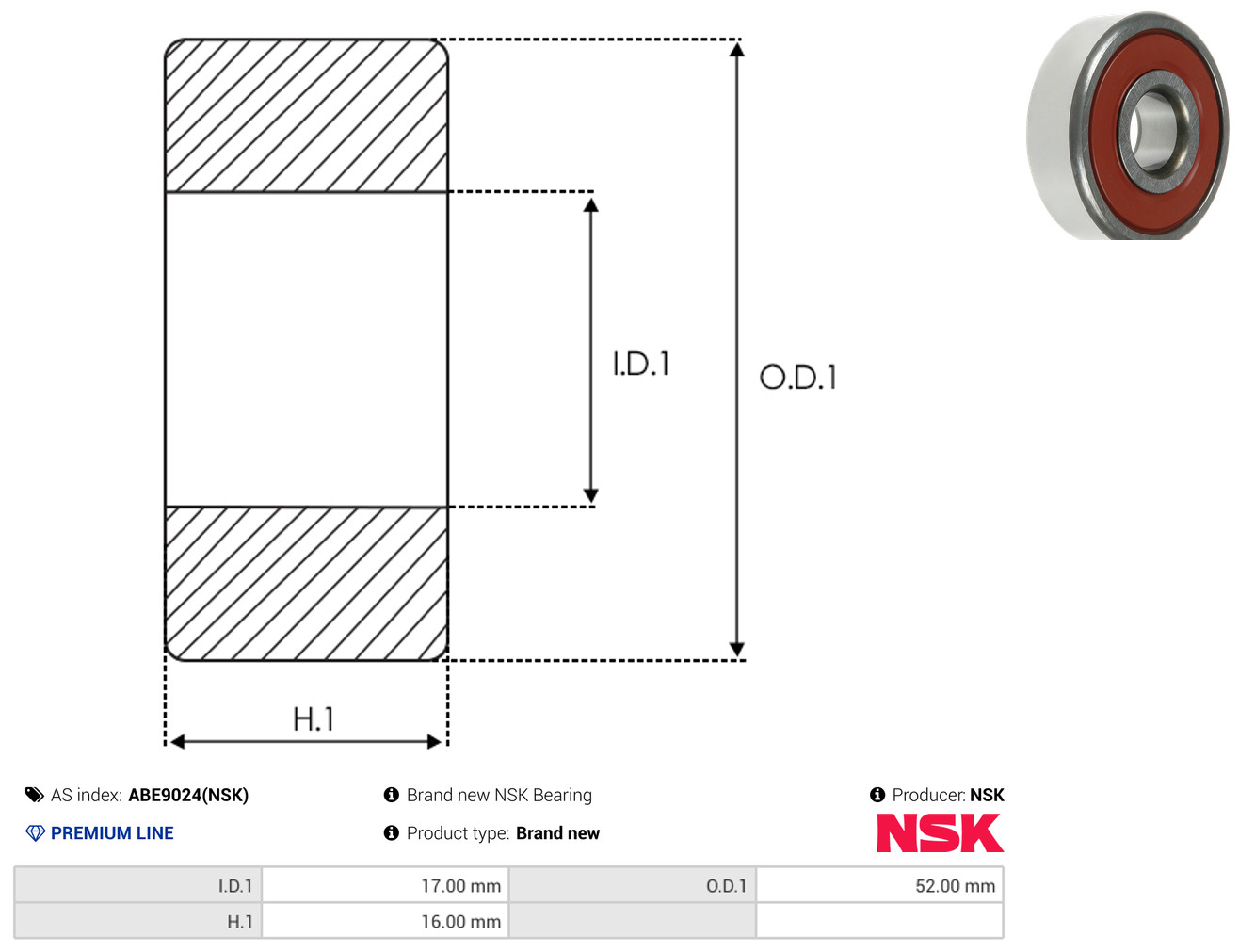 AS-PL Leje ABE9024(NSK) for TOYOTA