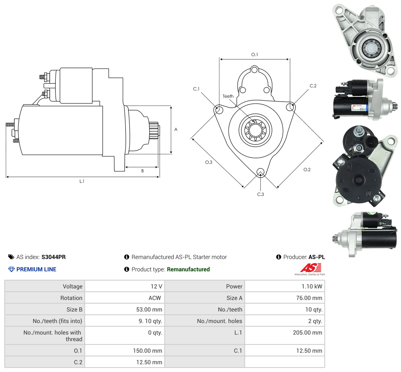 AS-PL Starter s3044pr for VW