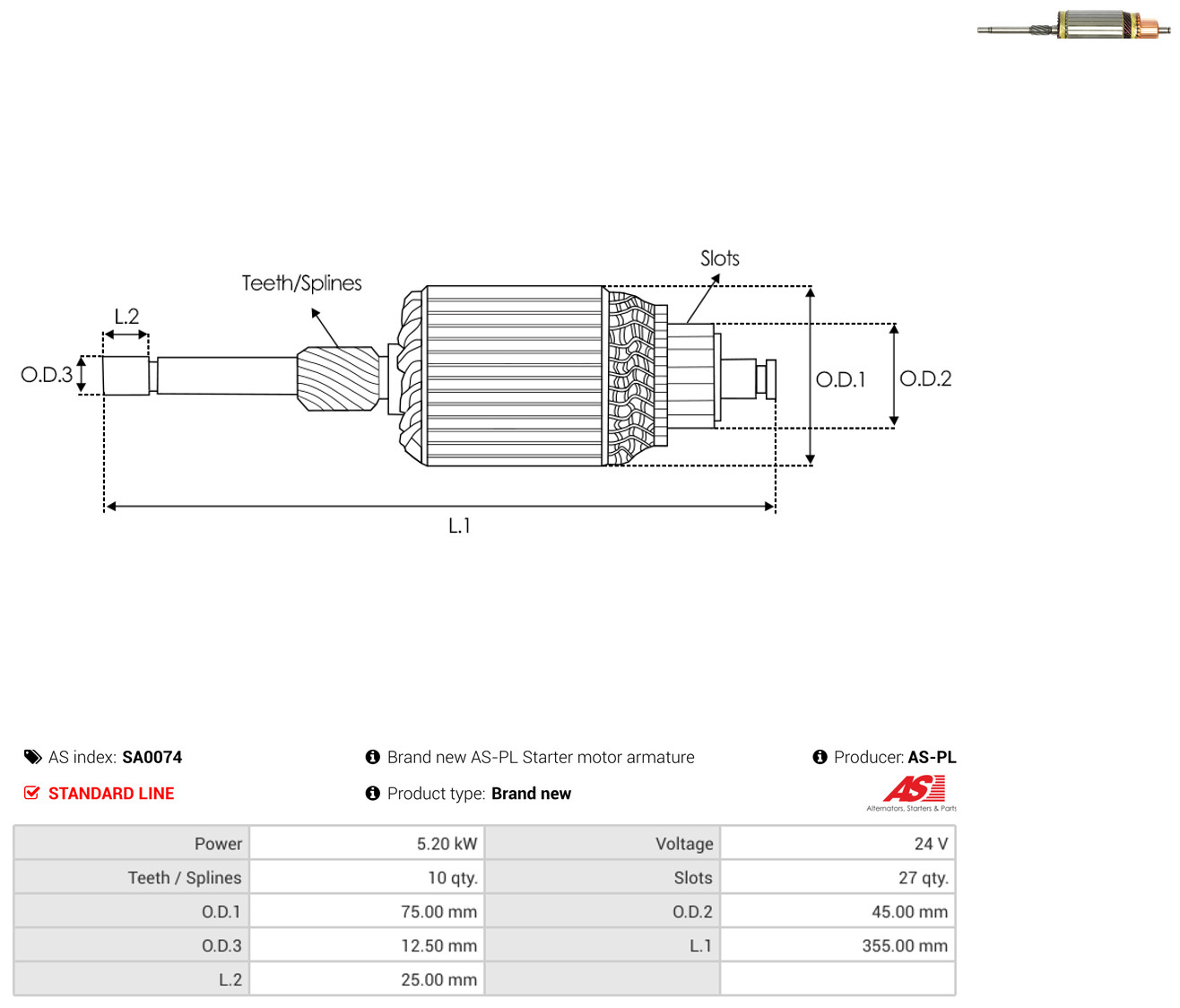 AS-PL sa0074 750mm