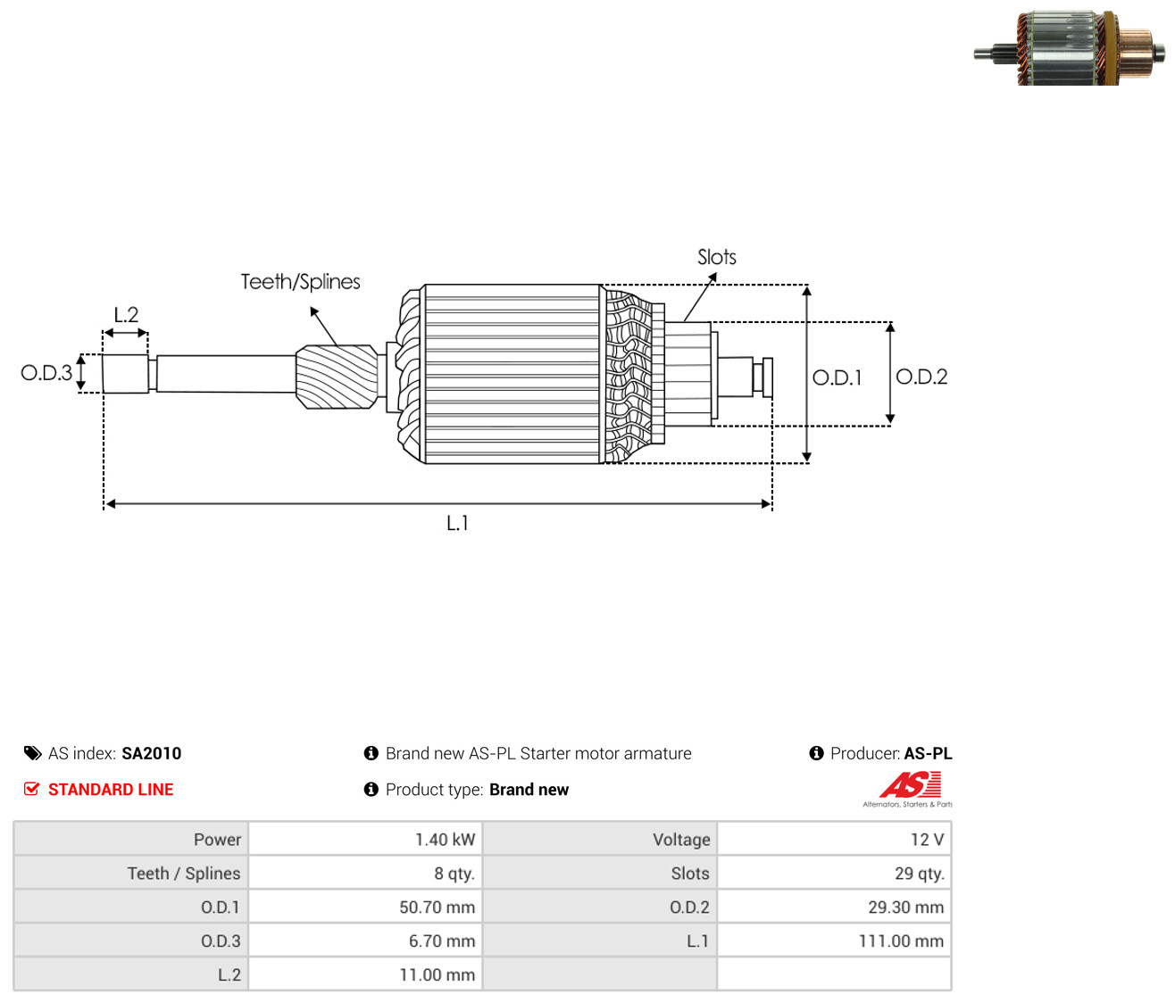 AS-PL sa2010 50,70mm for ISUZU NISSAN