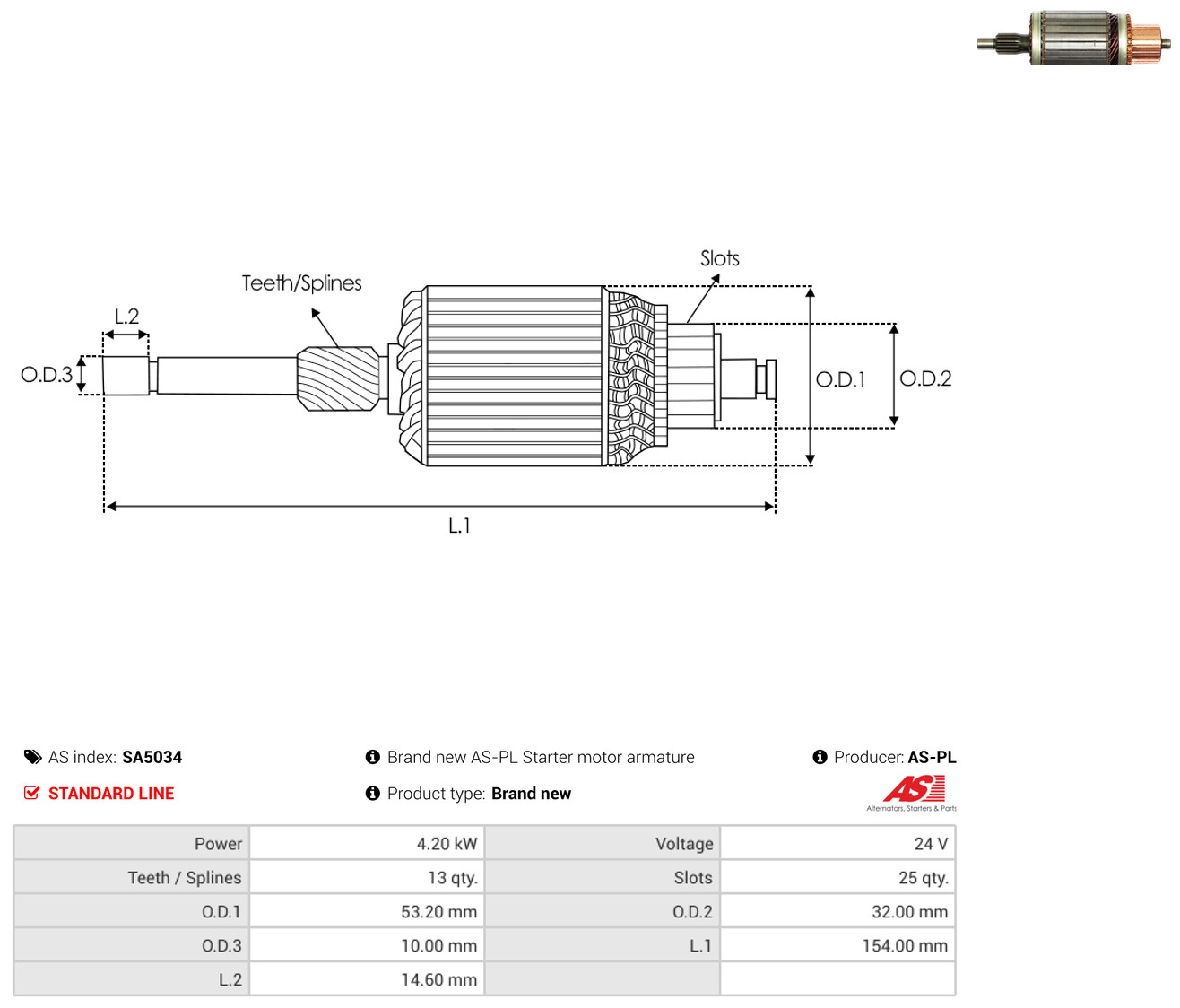 Armatur, starter AS-PL SA5034