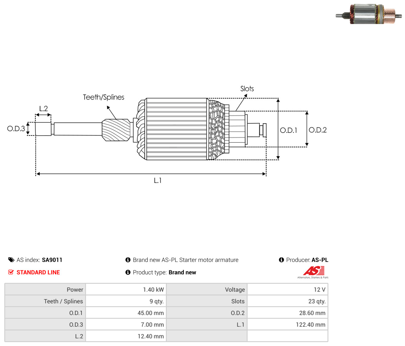 AS-PL sa9011 450mm for FORD