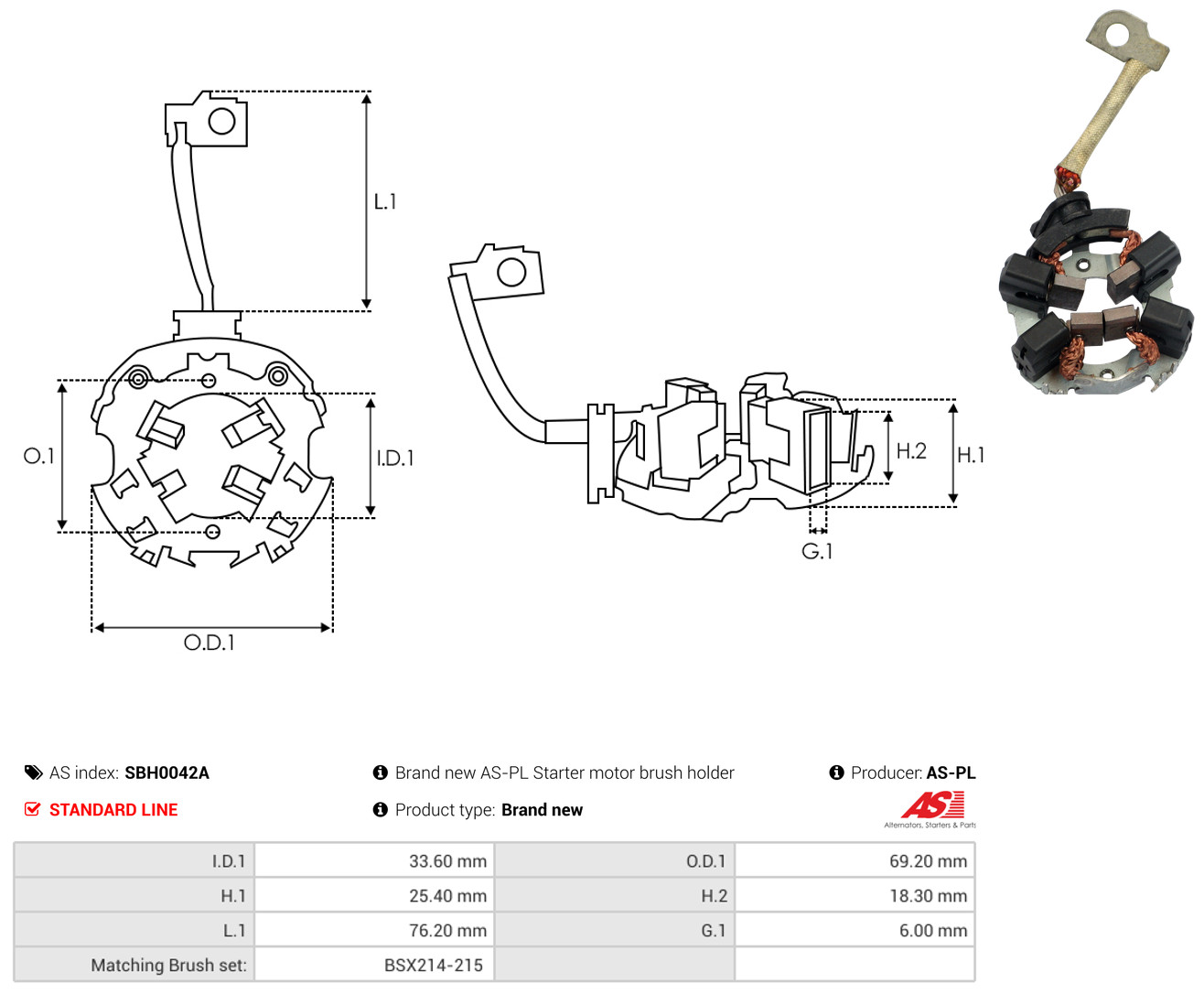 AS-PL sbh0042a 69,20mm for VW