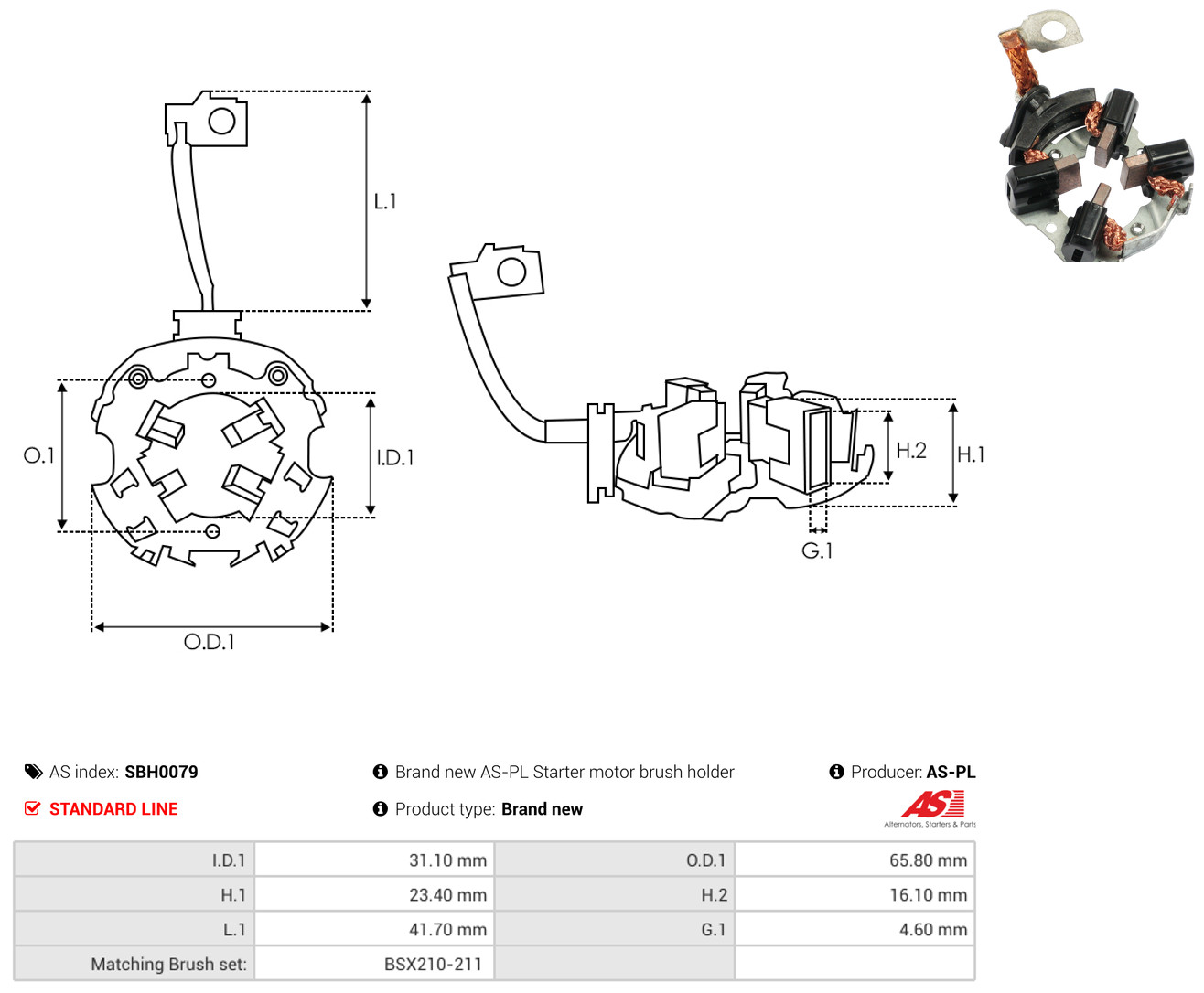 AS-PL sbh0079 65,80mm for VW