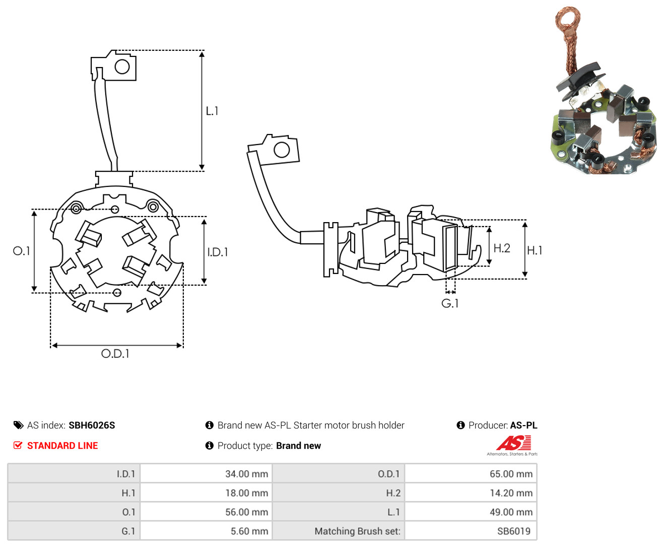 AS-PL sbh6026s 650mm for HYUNDAI HONDA TOYOTA