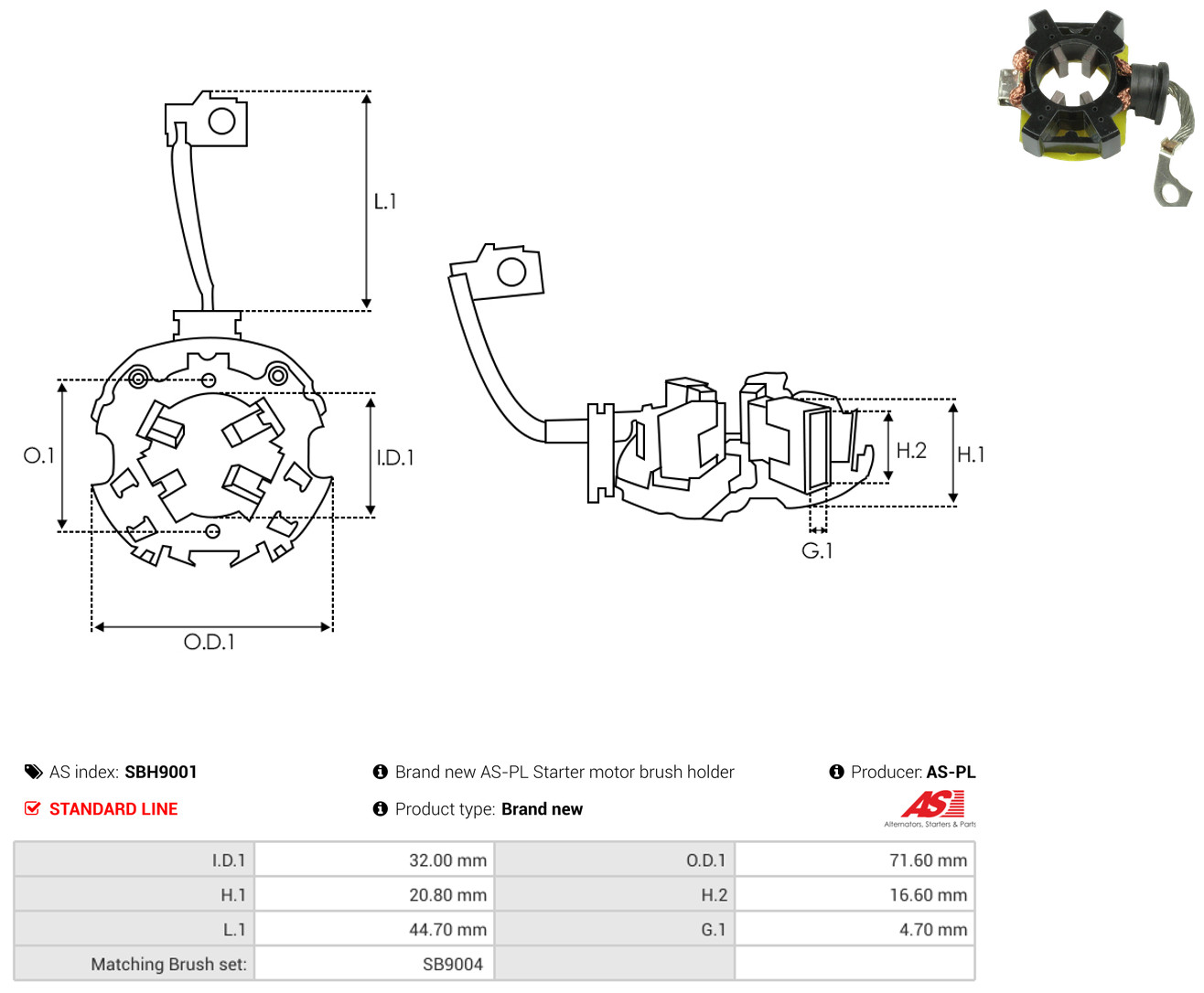 AS-PL sbh9001 71,60mm for FORD