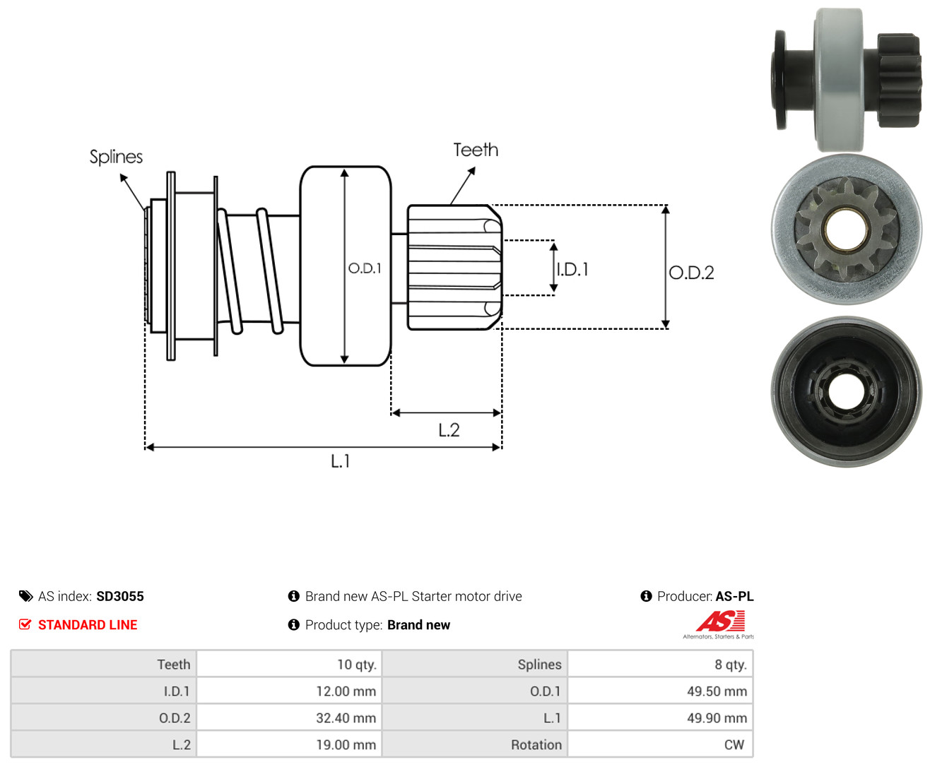 AS-PL Friløbsgear, starter sd3055