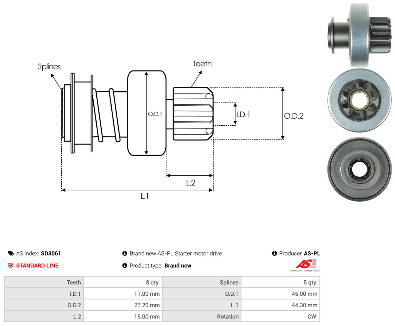 AS-PL Friløbsgear, starter sd3061