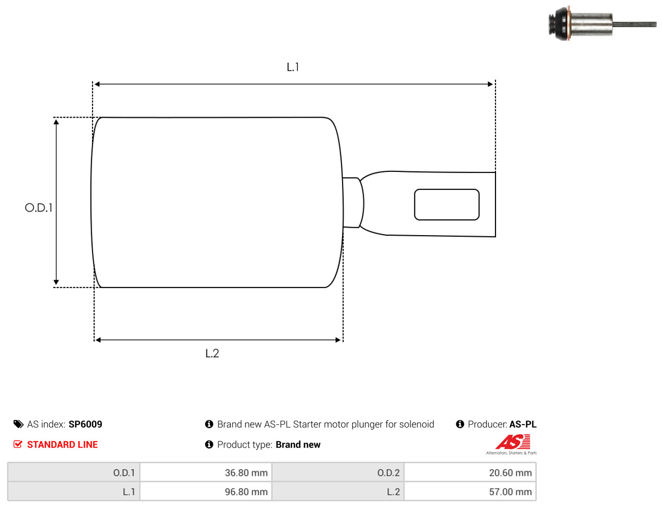 AS-PL sp6009 36,80mm for TOYOTA