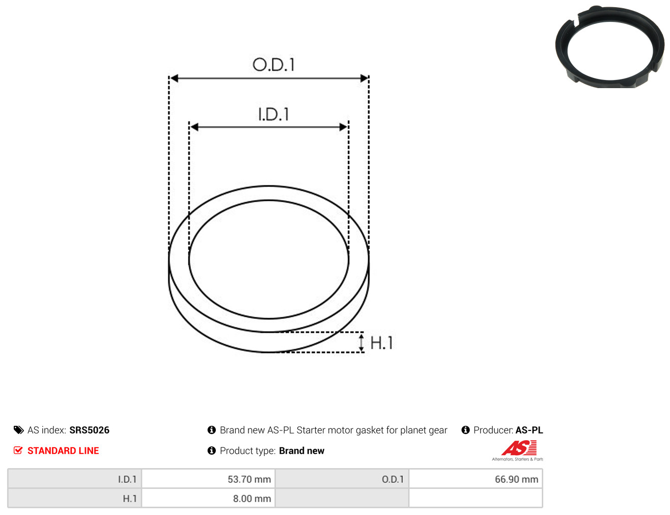 AS-PL srs5026 66,90mm for MITSUBISHI