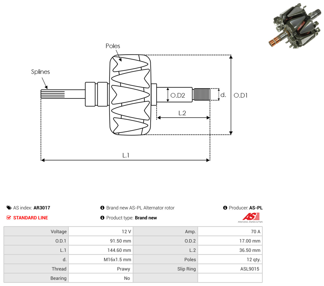 AS-PL ar3017 91,50mm