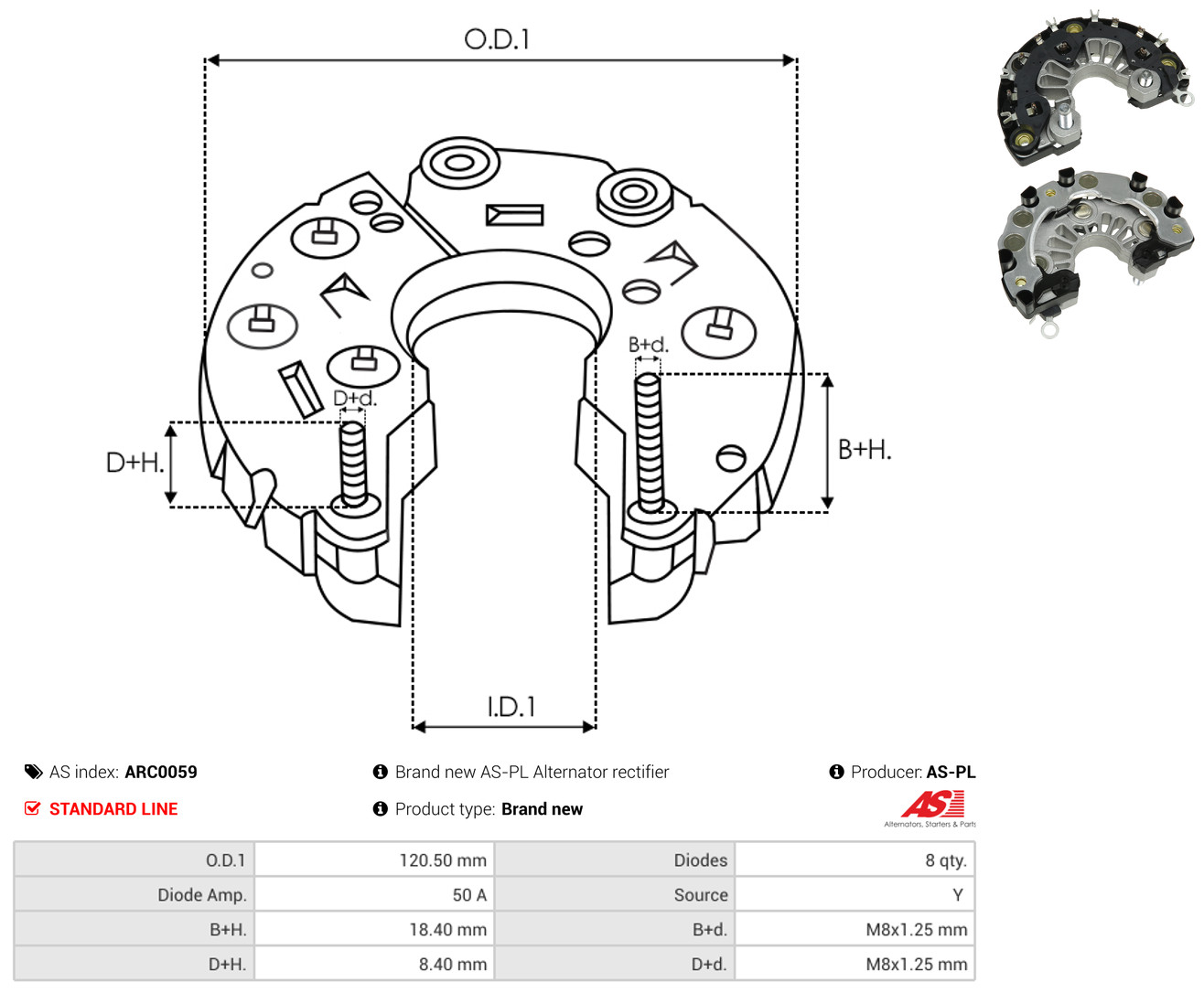 AS-PL arc0059 120,50mm for OPEL