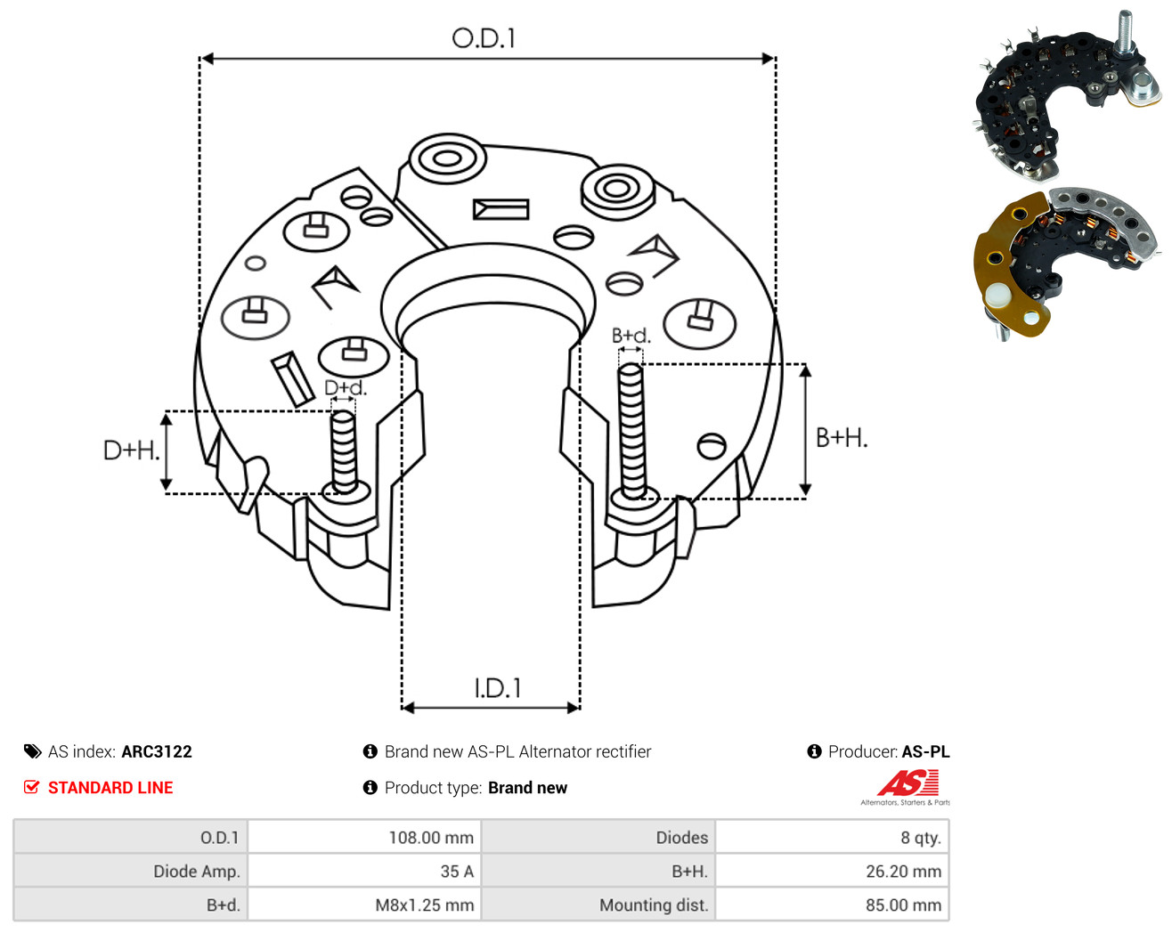 AS-PL arc3122 1080mm