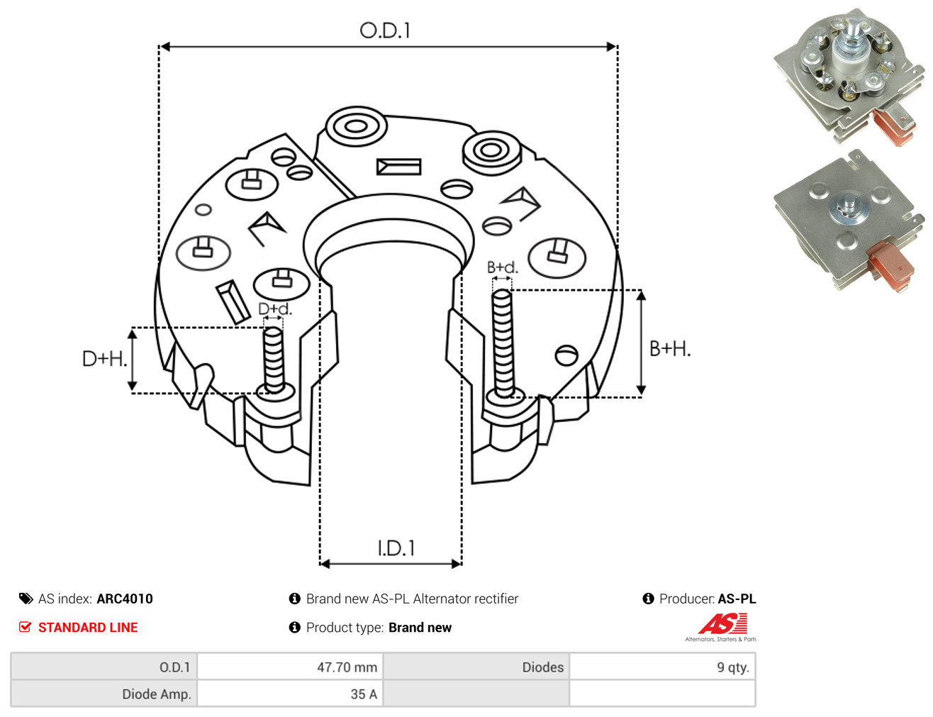 AS-PL arc4010 47,70mm for JAGUAR FORD