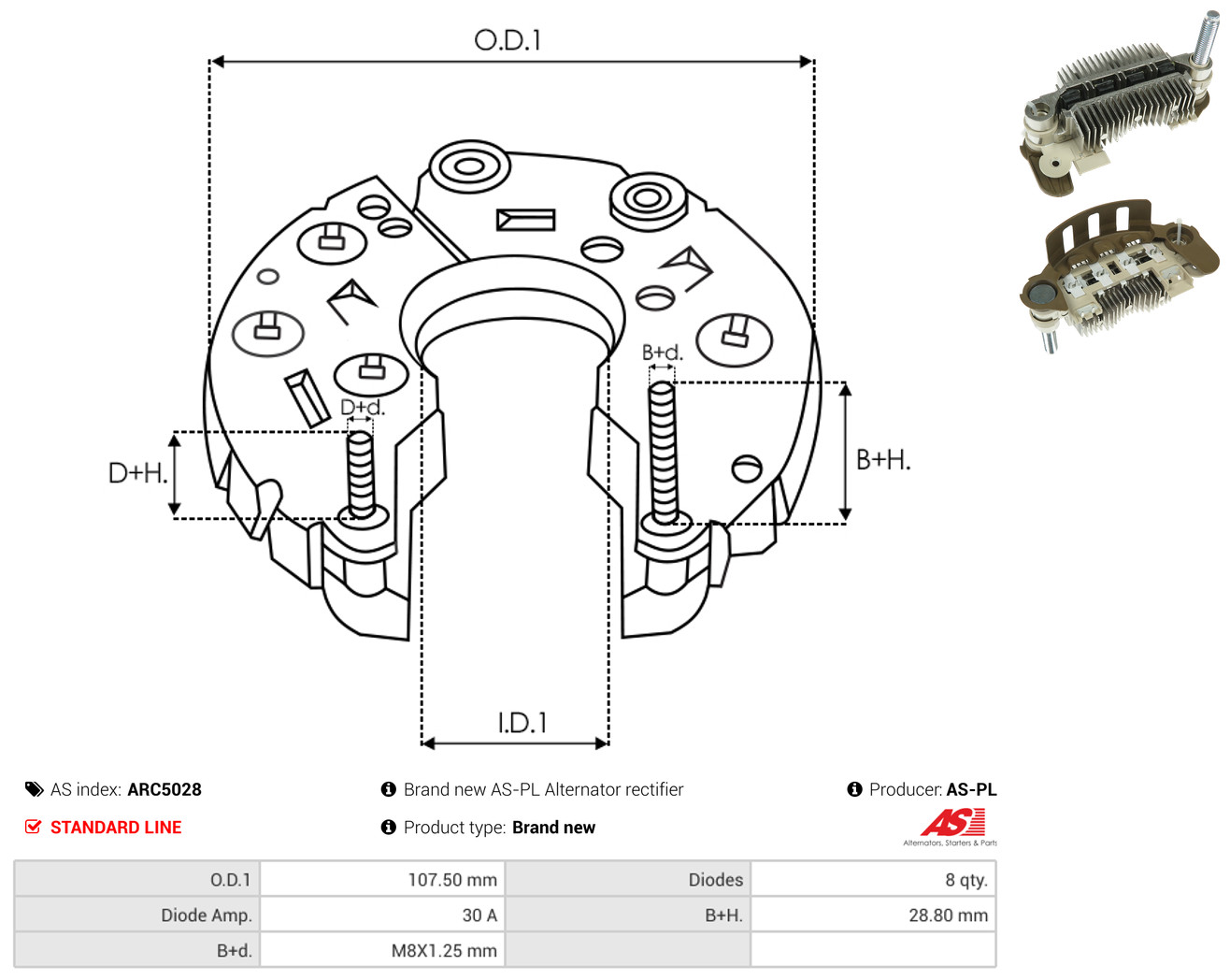 AS-PL arc5028 107,50mm for MITSUBISHI