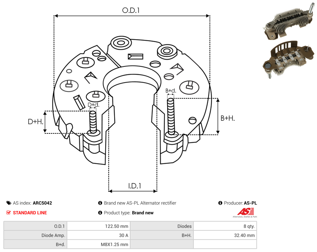 AS-PL arc5042 122,50mm
