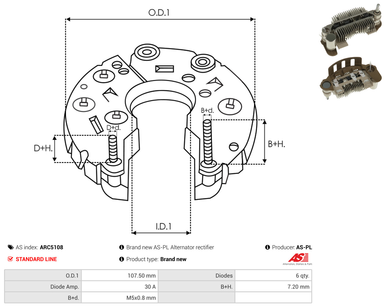 AS-PL arc5108 107,50mm for MITSUBISHI