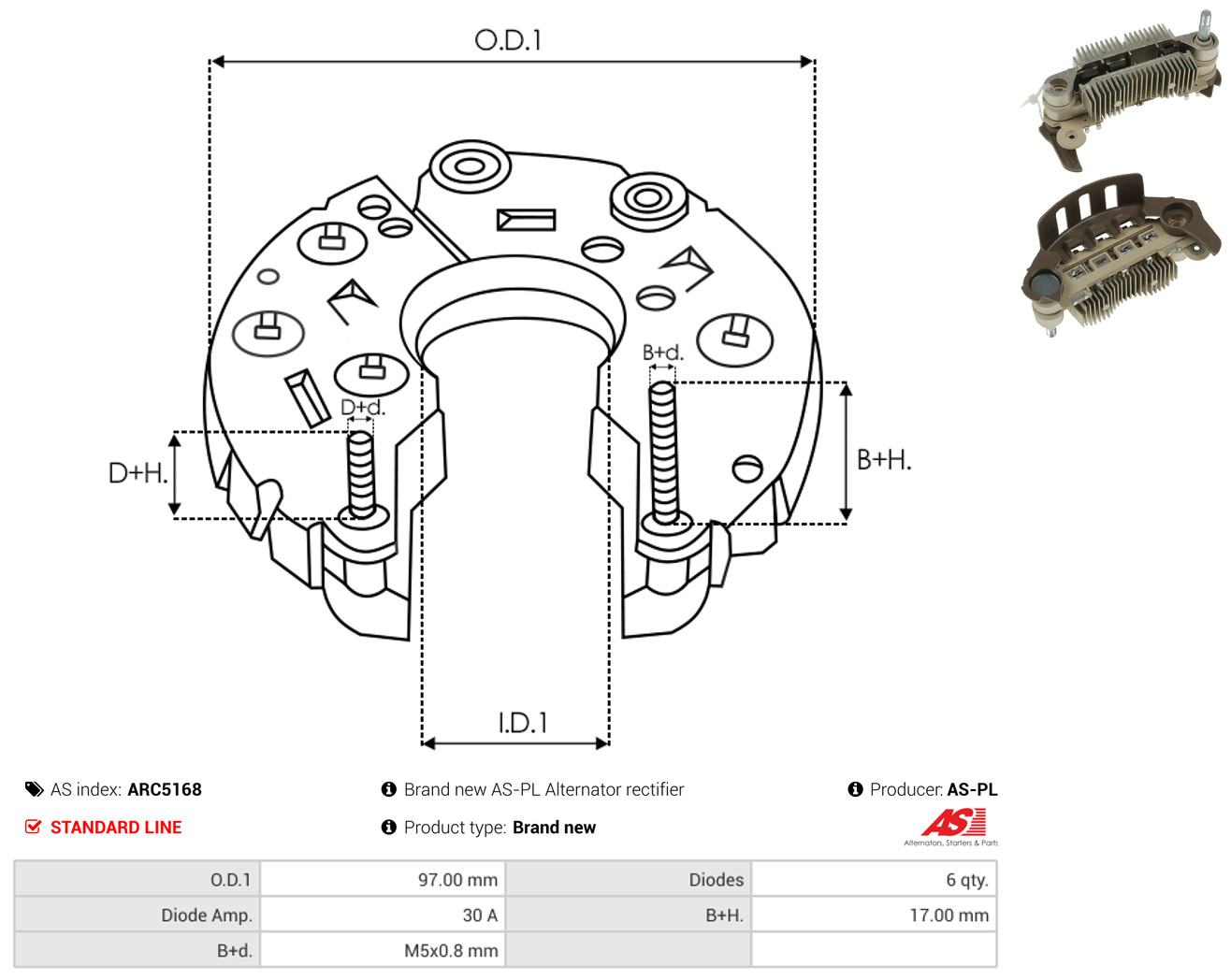 AS-PL arc5168 970mm for MITSUBISHI