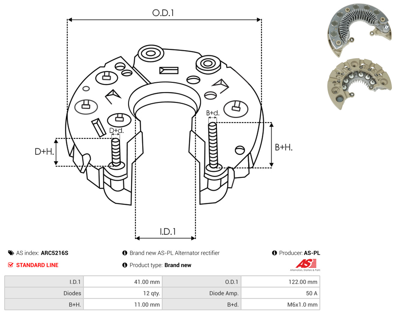 AS-PL arc5216s 1220mm for PIAGGIO MAZDA MITSUBISHI NISSAN SUZUKI